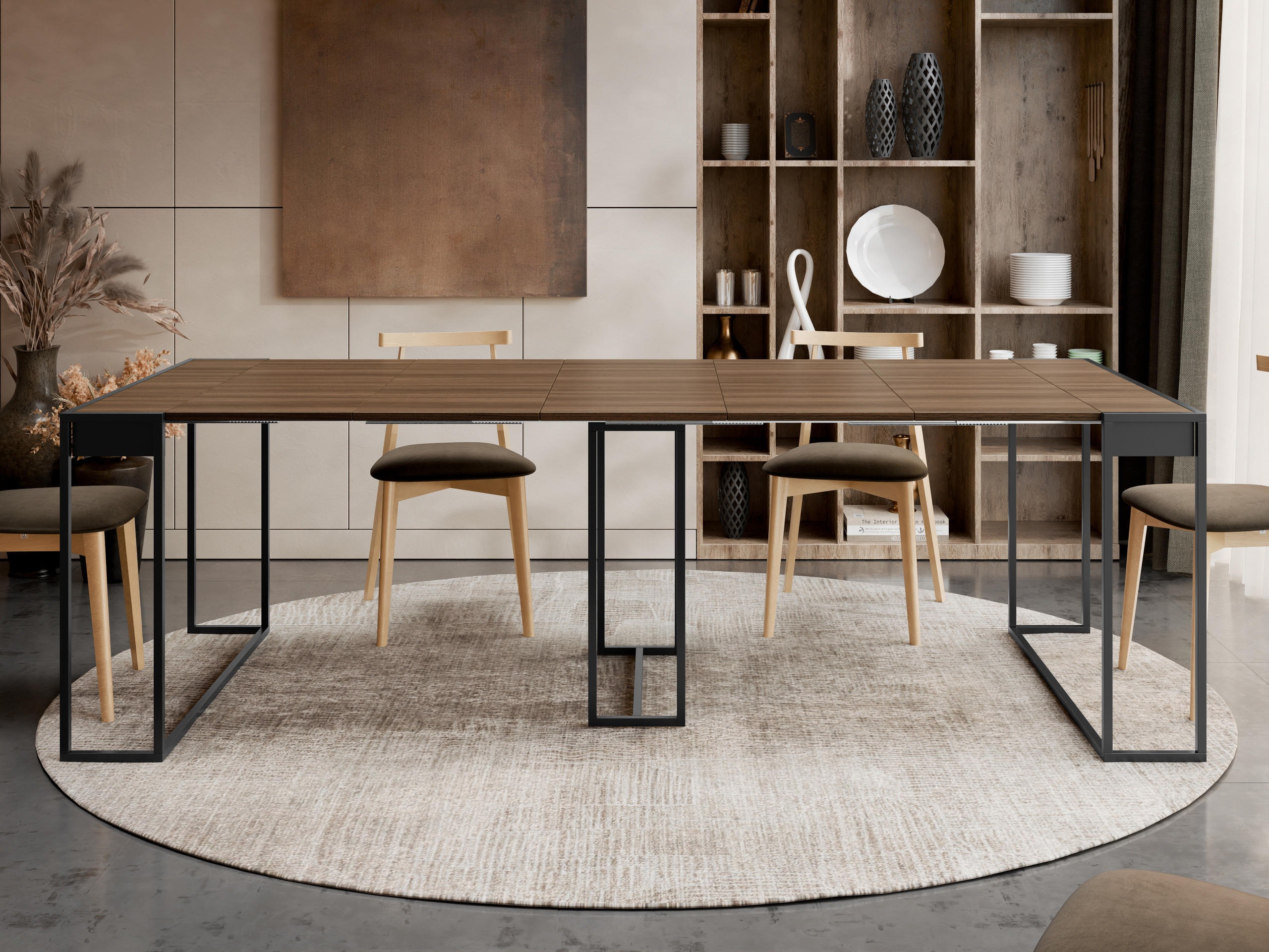 Inklapbare tafel Oswego 180 (Zwart + Donker notenhout)