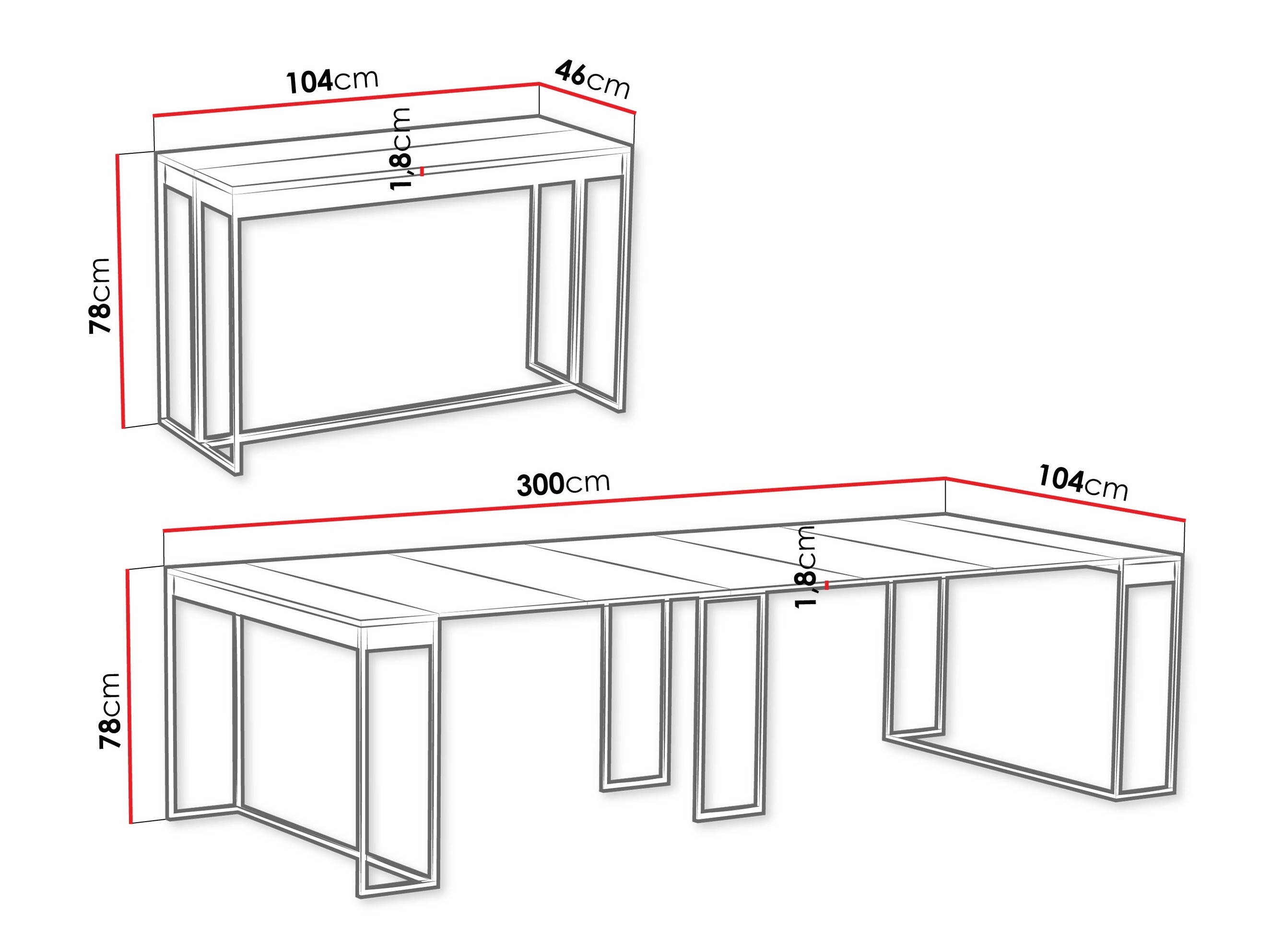 Inklapbare tafel Oswego 180 (Zwart + Zwart marmer)