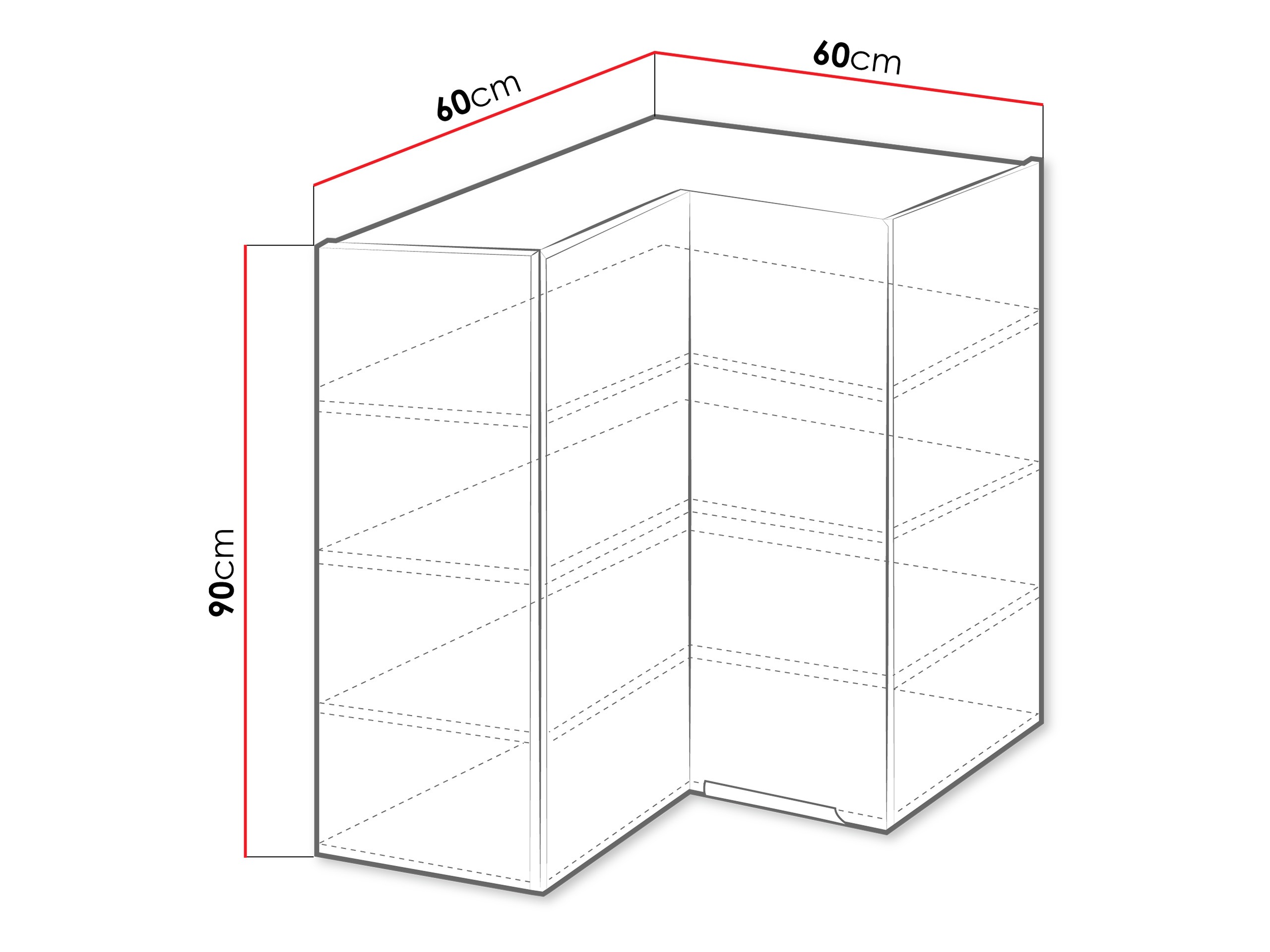 Modulaire wandhoekkast Sole 145