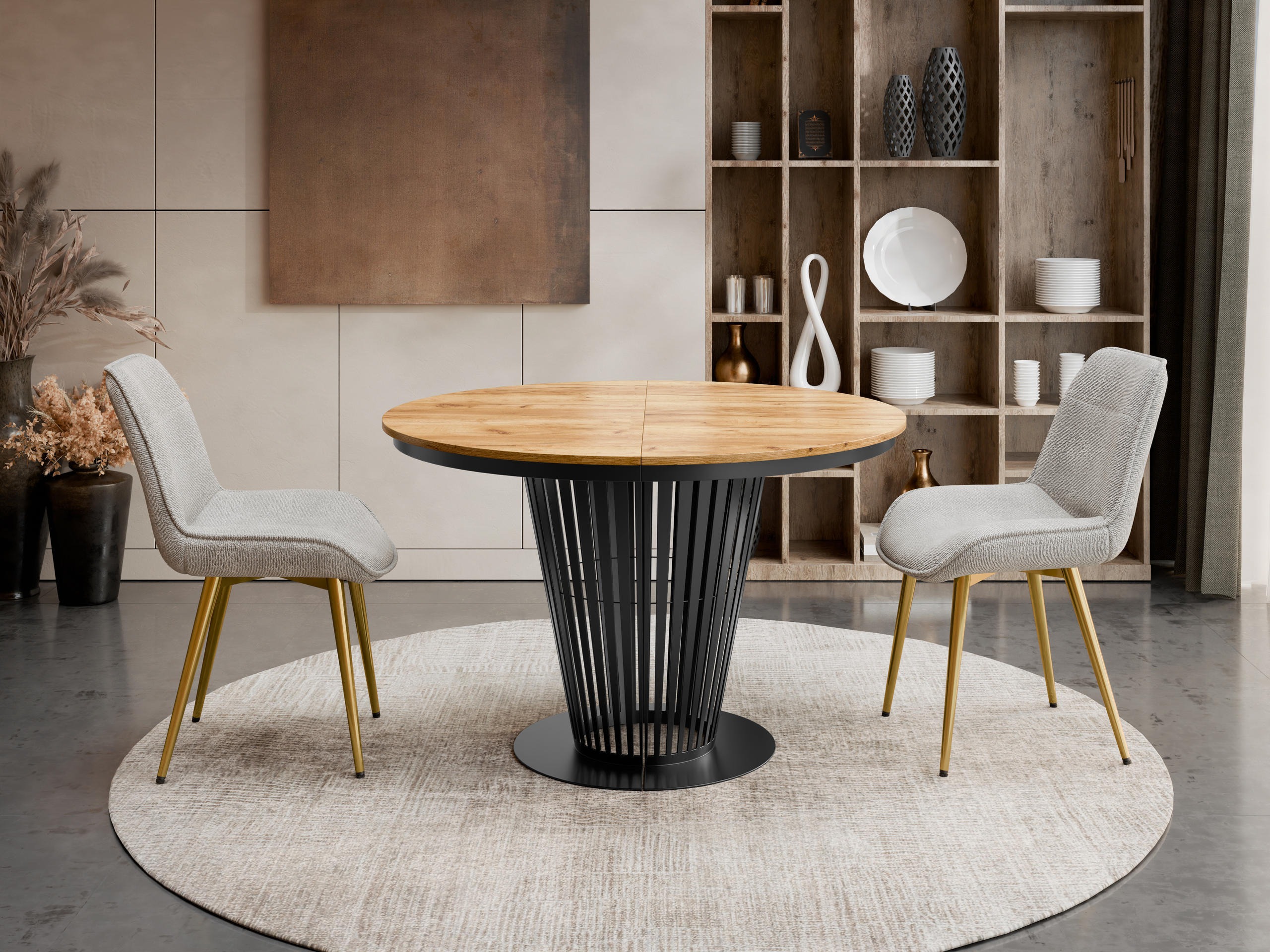 Tafel Oswego 179 (Zwart + Craft eiken)