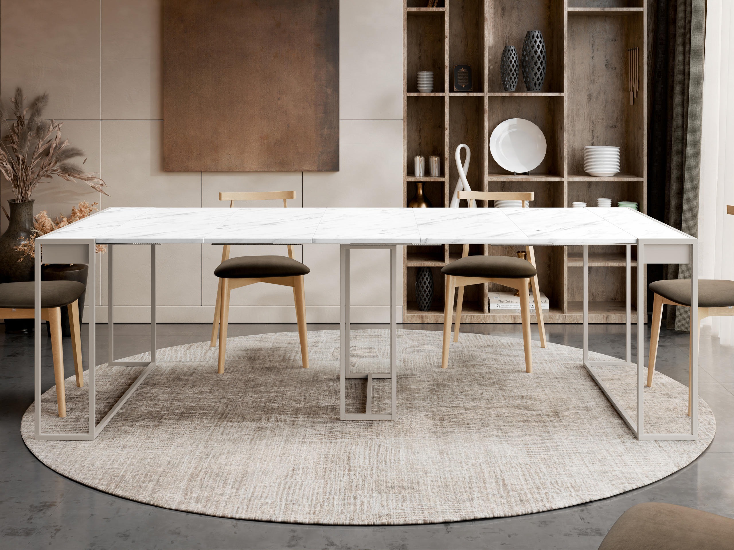 Inklapbare tafel Oswego 180 (Wit marmer + Kasjmier)