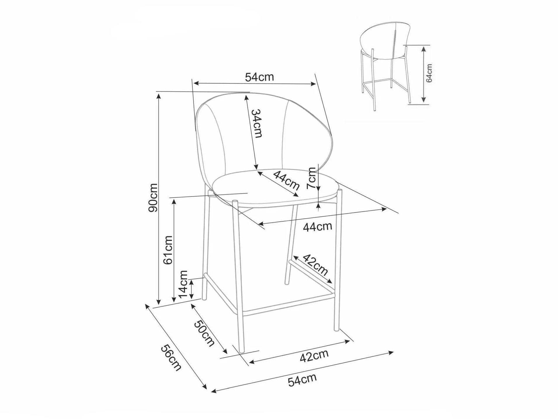 Counterstoel Detroit 947 (Grijs + Zwart)