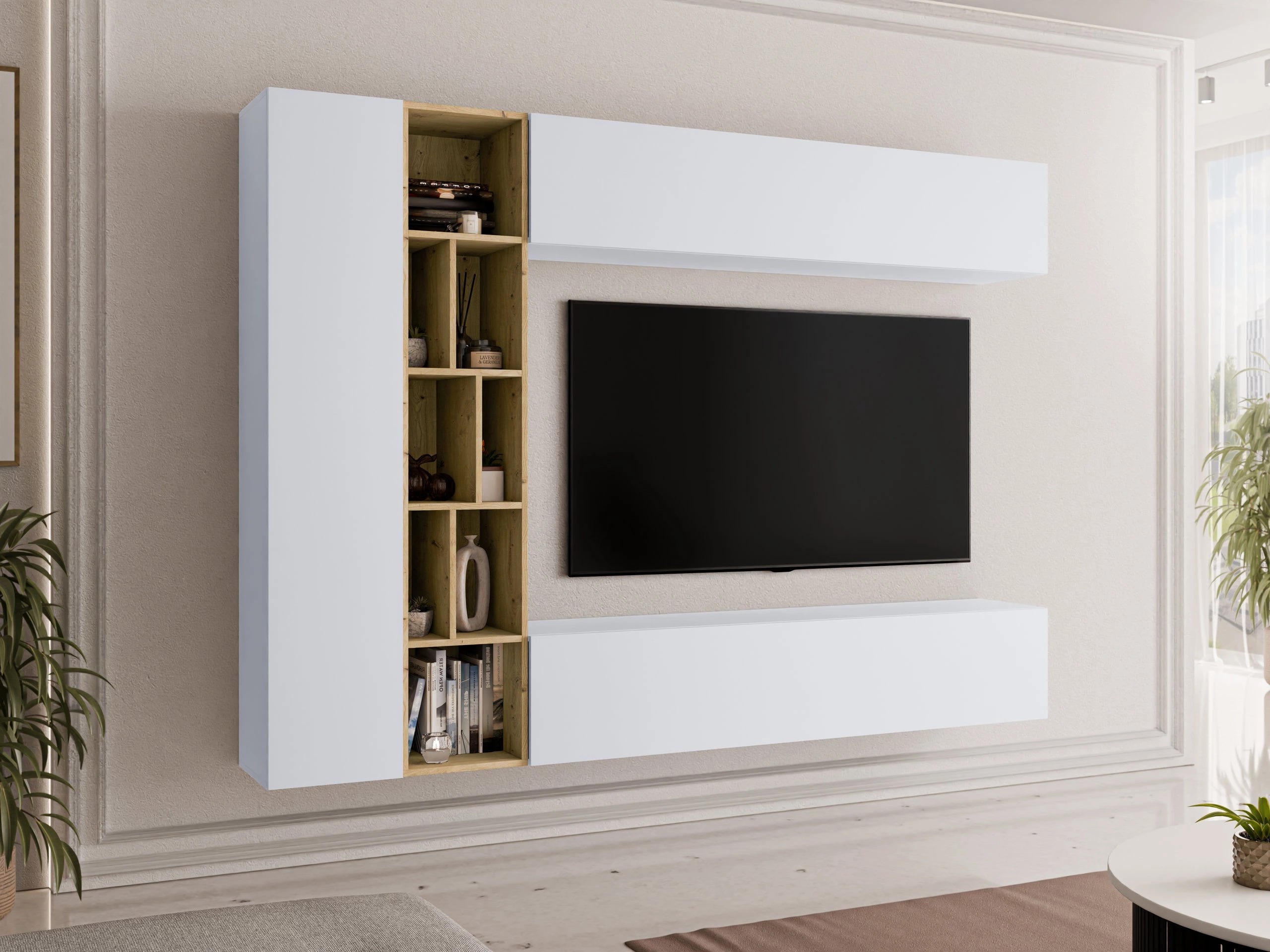 Woonkamerset Comfivo Natura (Wit + Artisan eiken)