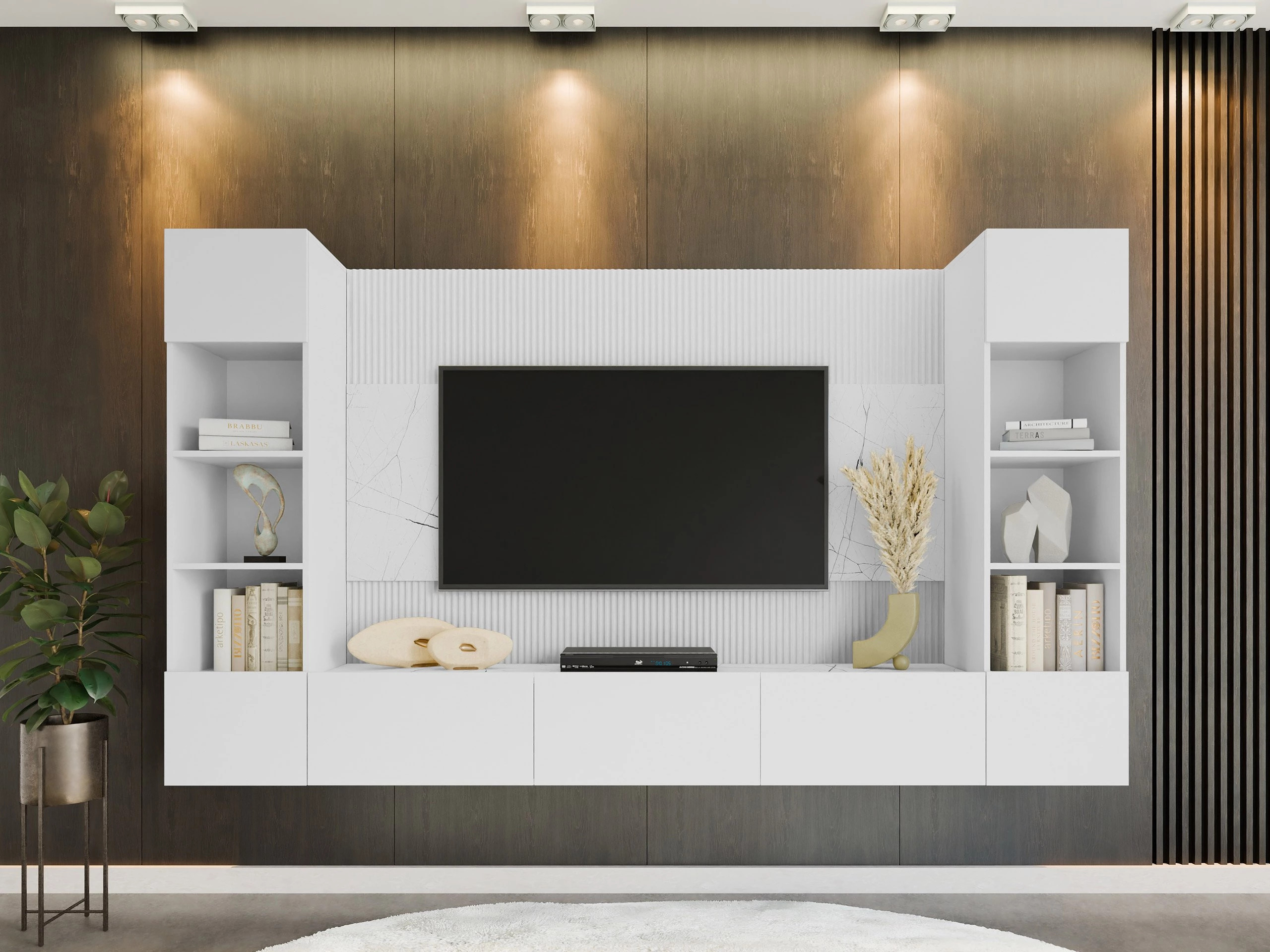 Woonkamerset Comfivo Salix I (Wit + Wit marmer)