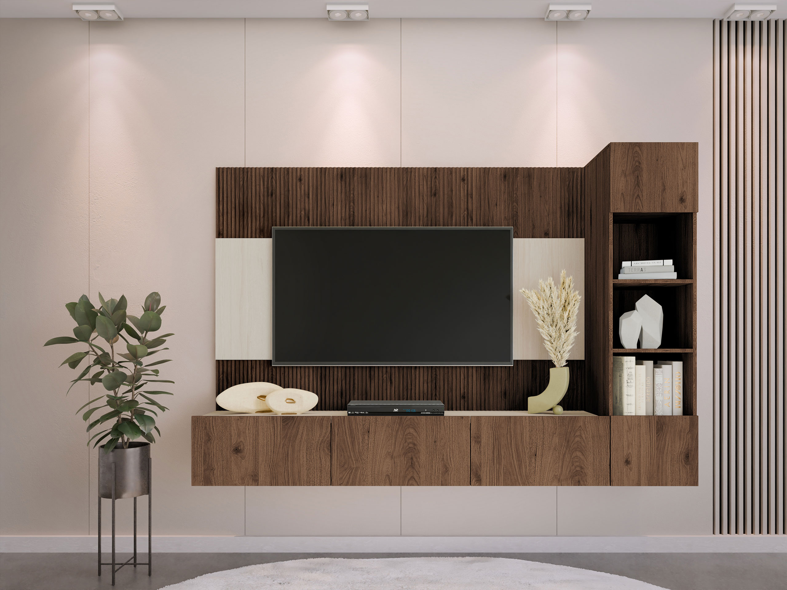 Woonkamerset Comfivo Salix II (Notenhout + Licht traverine)