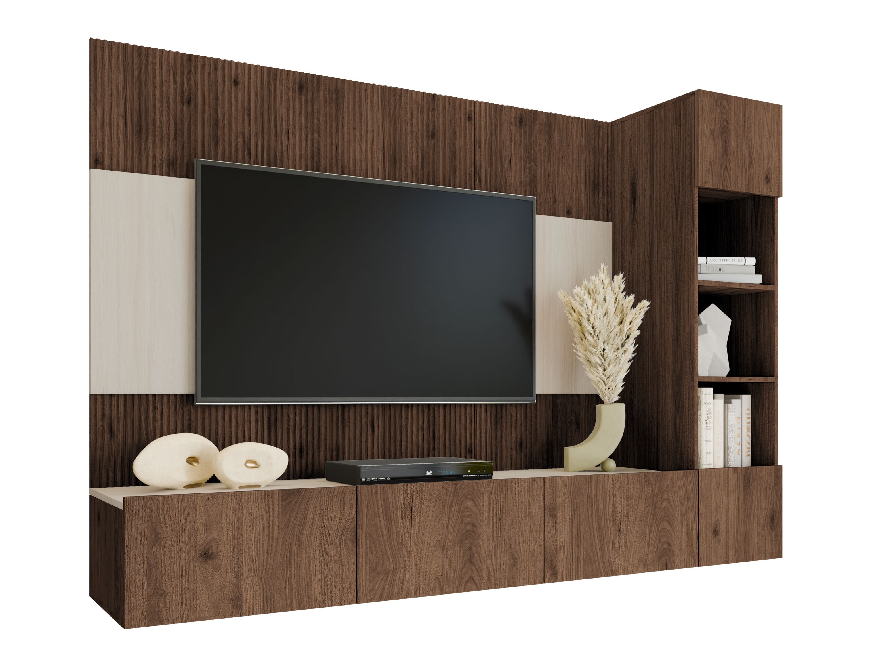 Woonkamerset Comfivo Salix II (Notenhout + Licht traverine)