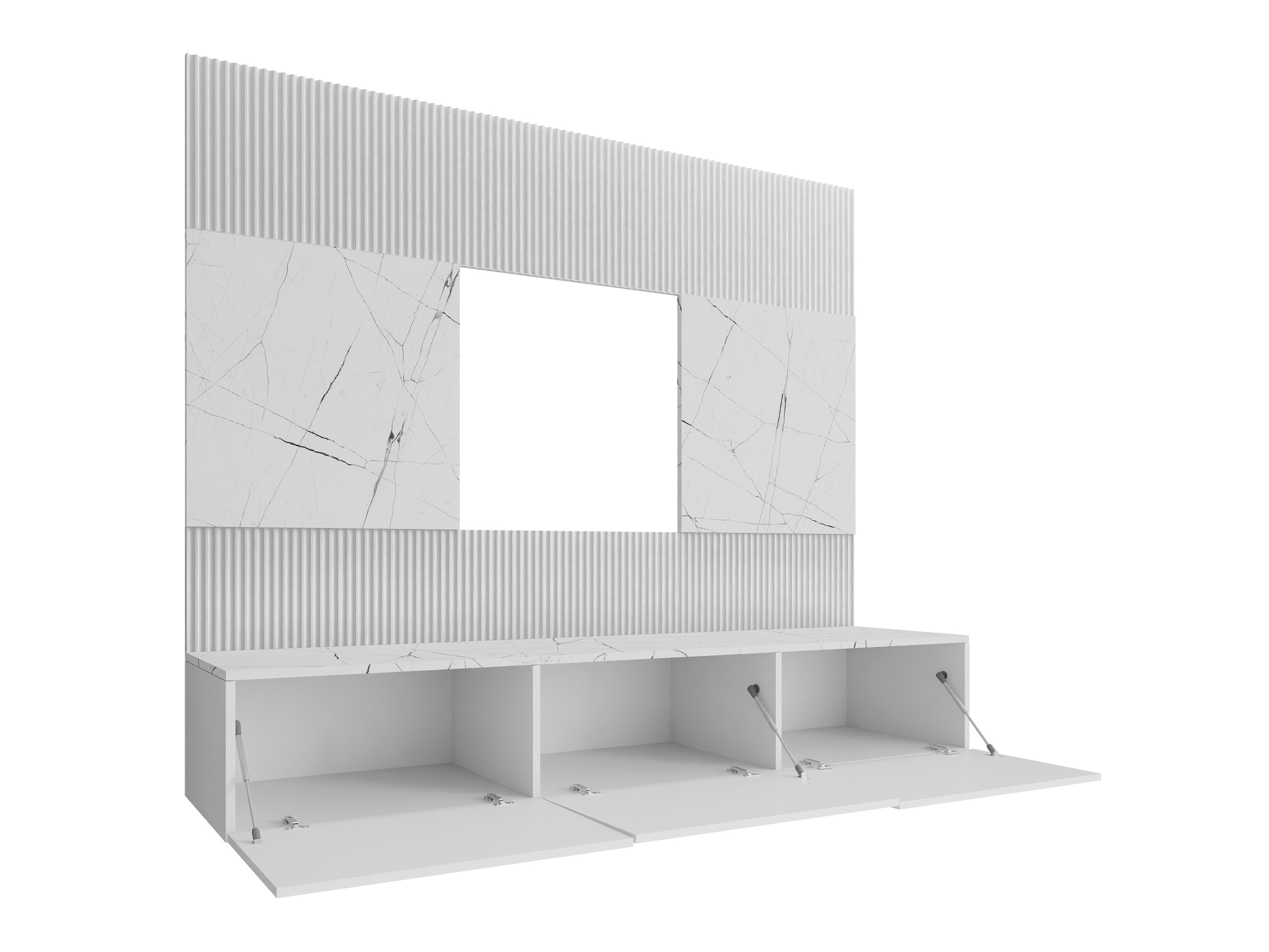 Woonkamerset Comfivo Salix II (Wit + Wit marmer)
