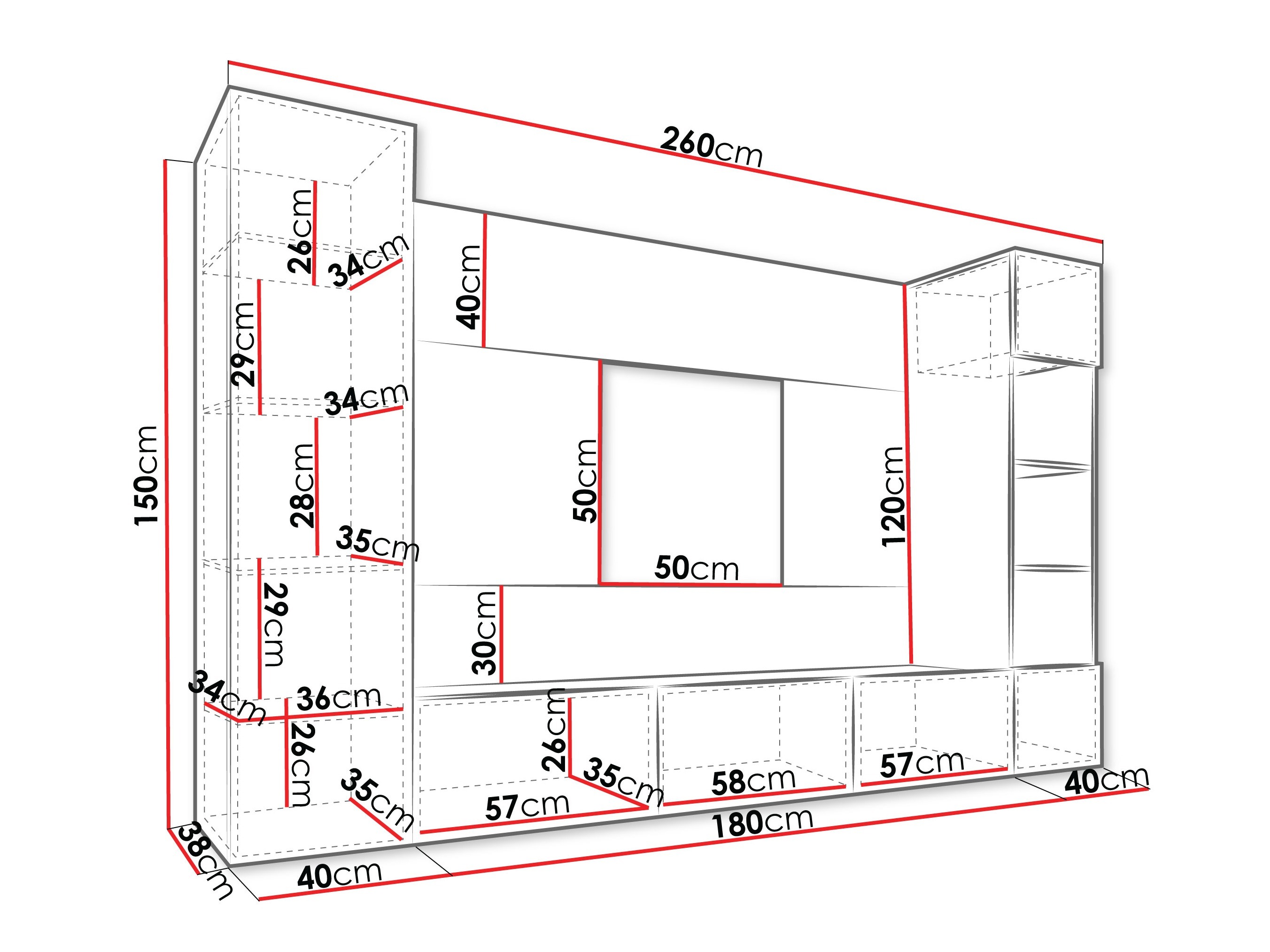 Woonkamerset Comfivo Salix IV (Notenhout + Licht travertin)