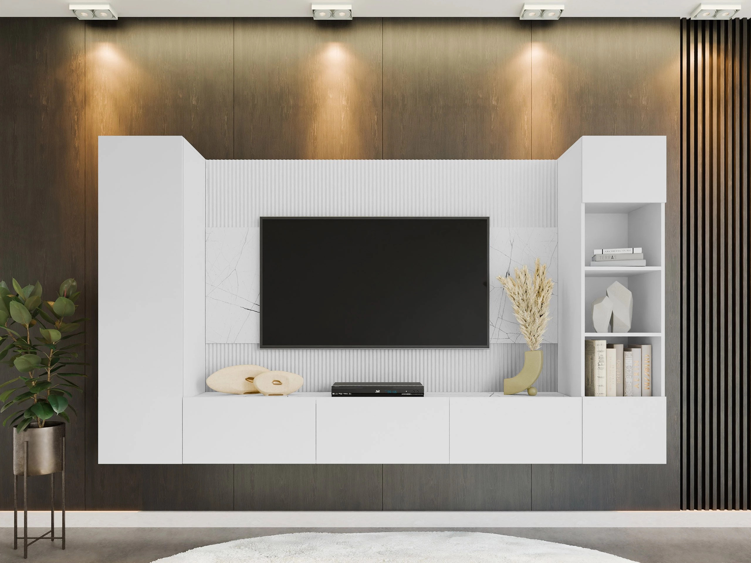 Woonkamerset Comfivo Salix IV (Wit + Wit marmer)
