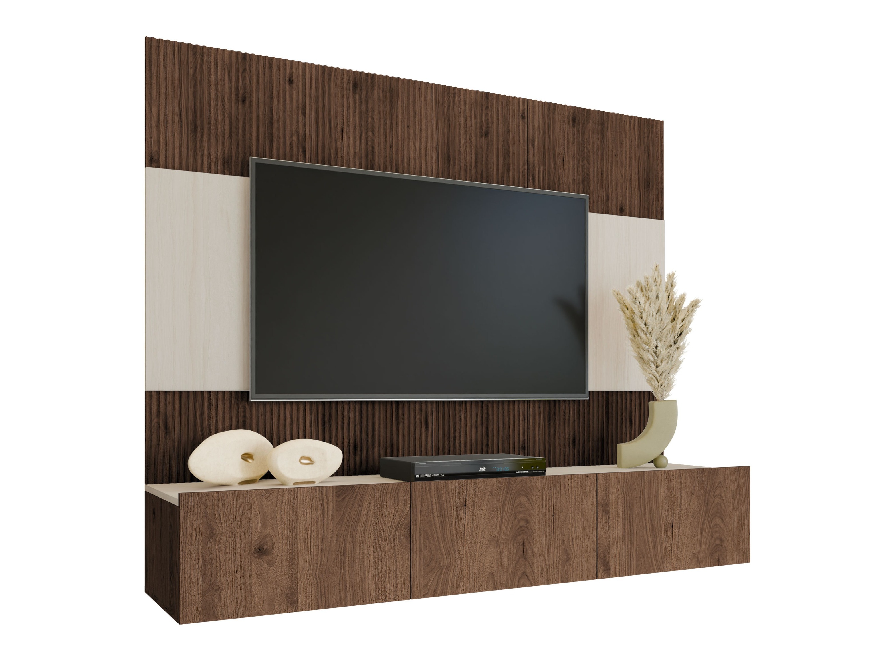 Woonkamerset Comfivo Salix (Notenhout + Licht travertin)