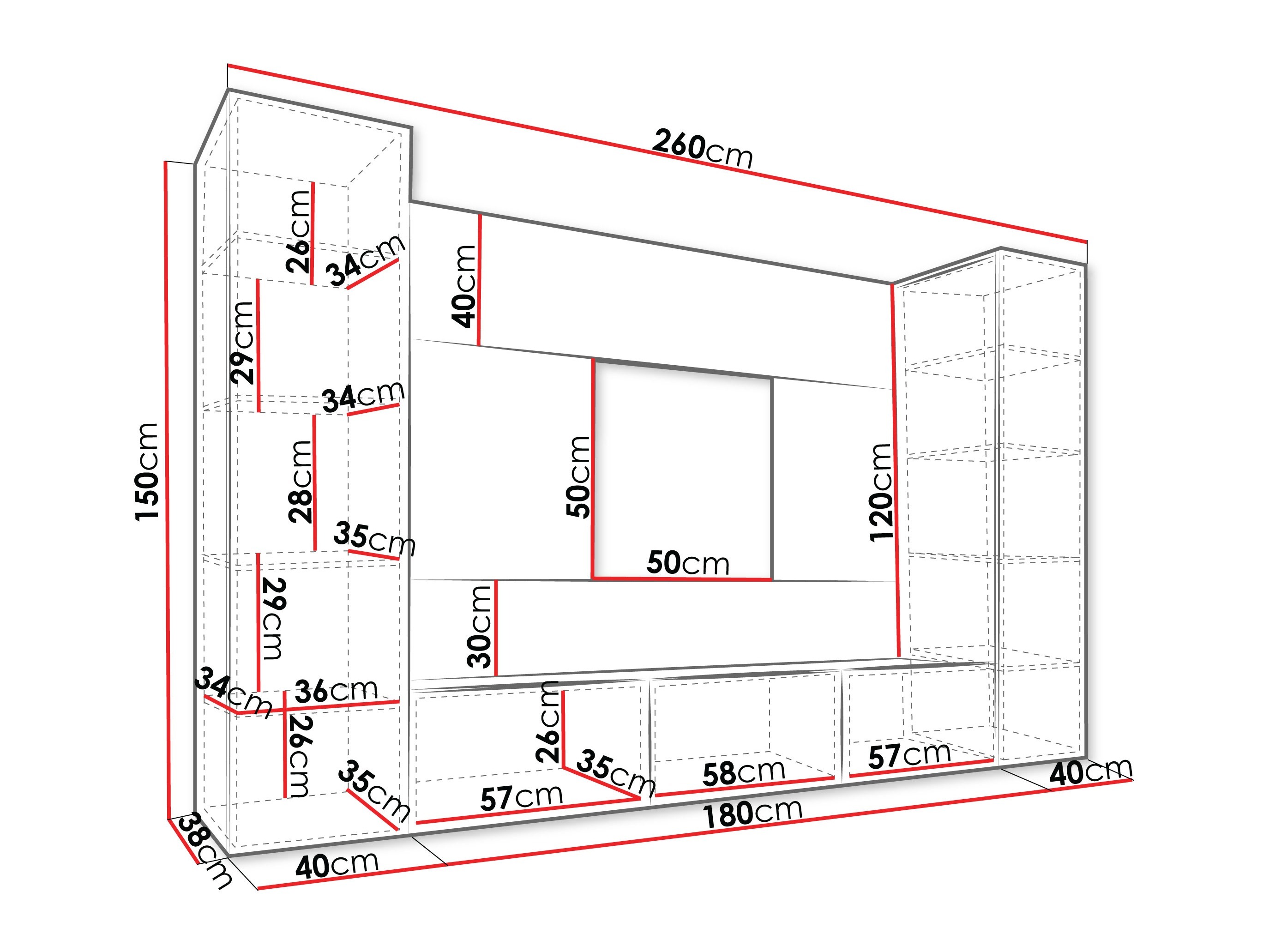 Woonkamerset Comfivo Salix V (Notenhout + Licht travertin)