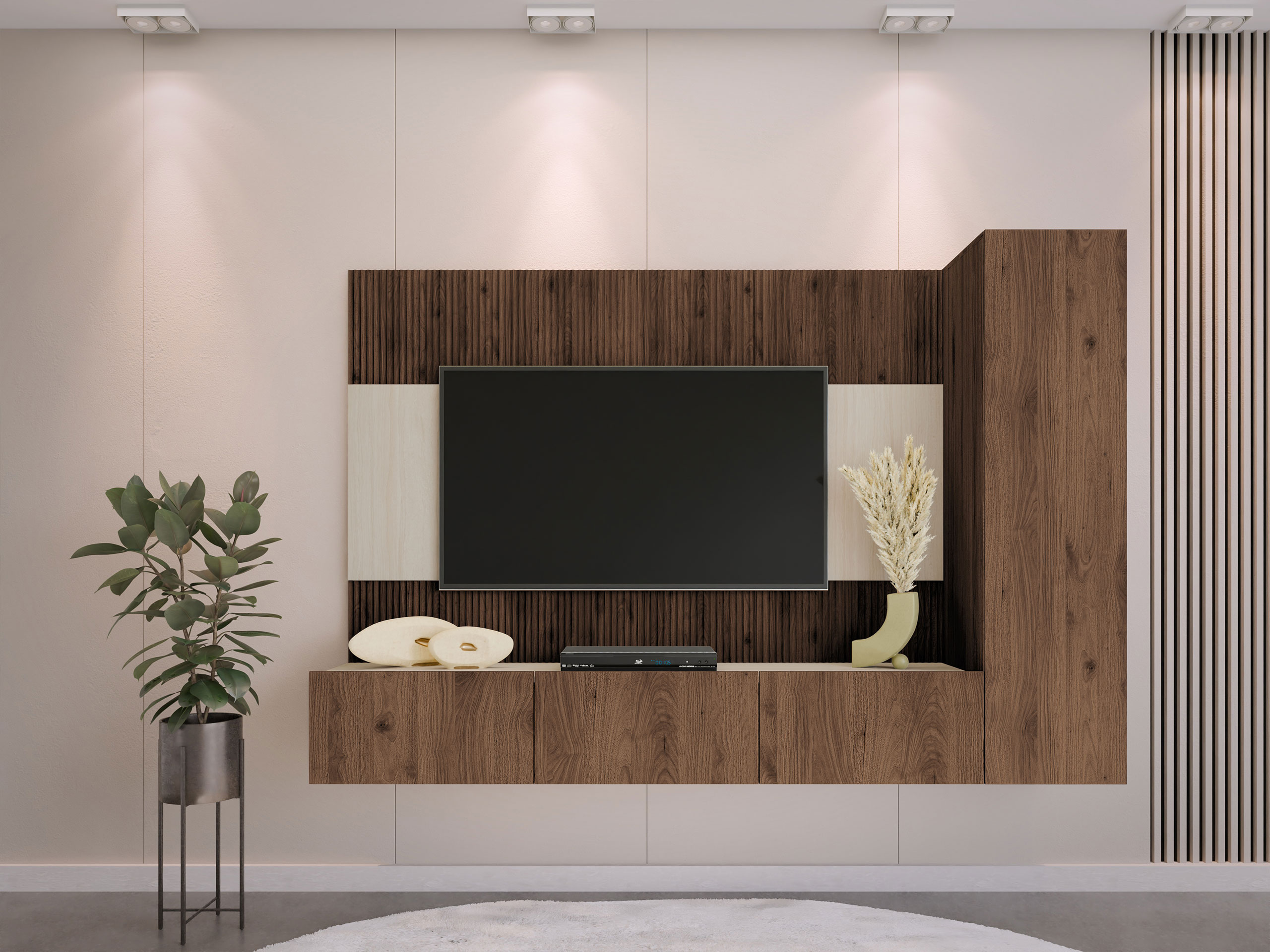 Woonkamerset Comfivo Salix VI (Notenhout + Licht travertin)