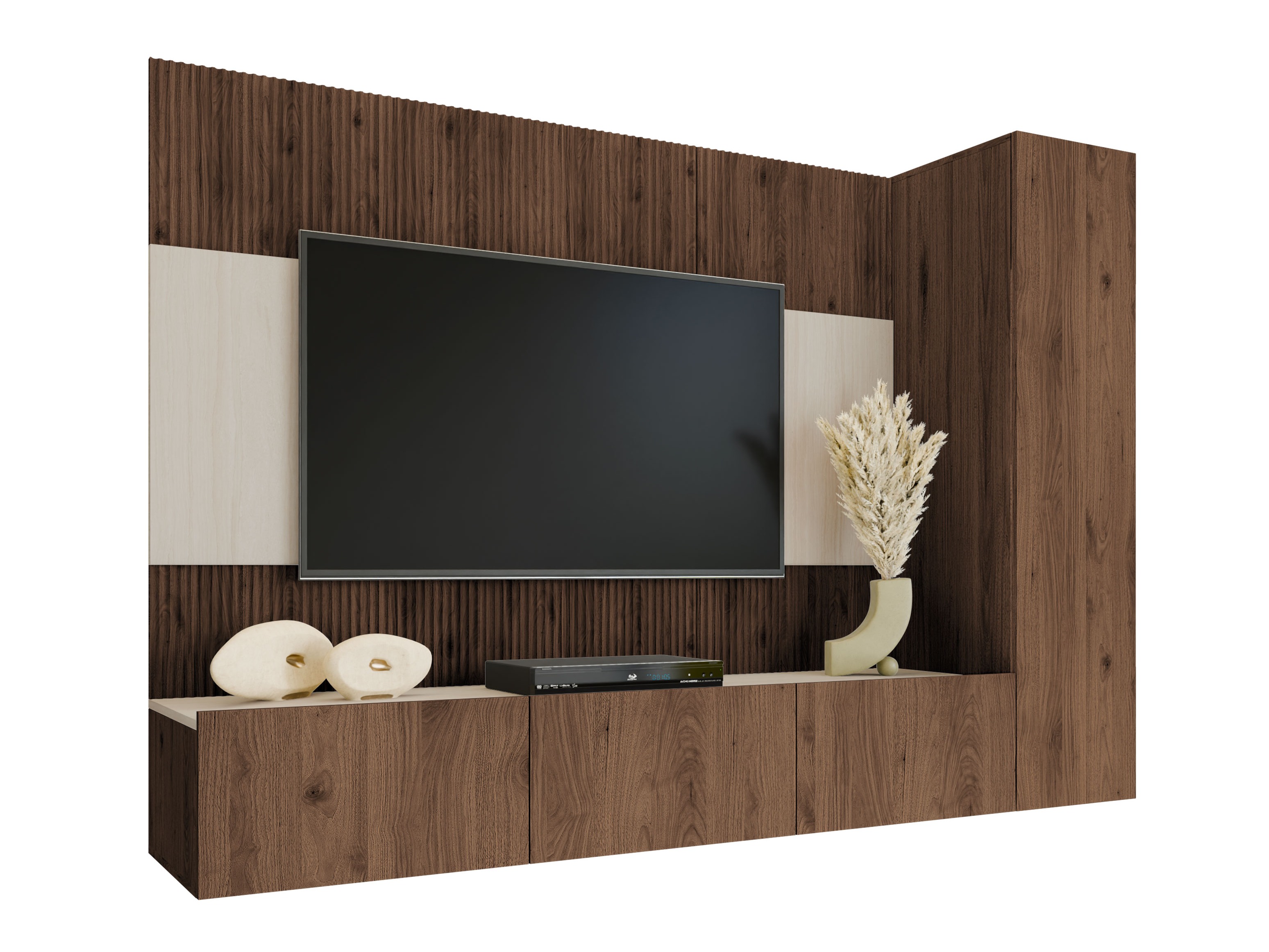 Woonkamerset Comfivo Salix VI (Notenhout + Licht travertin)