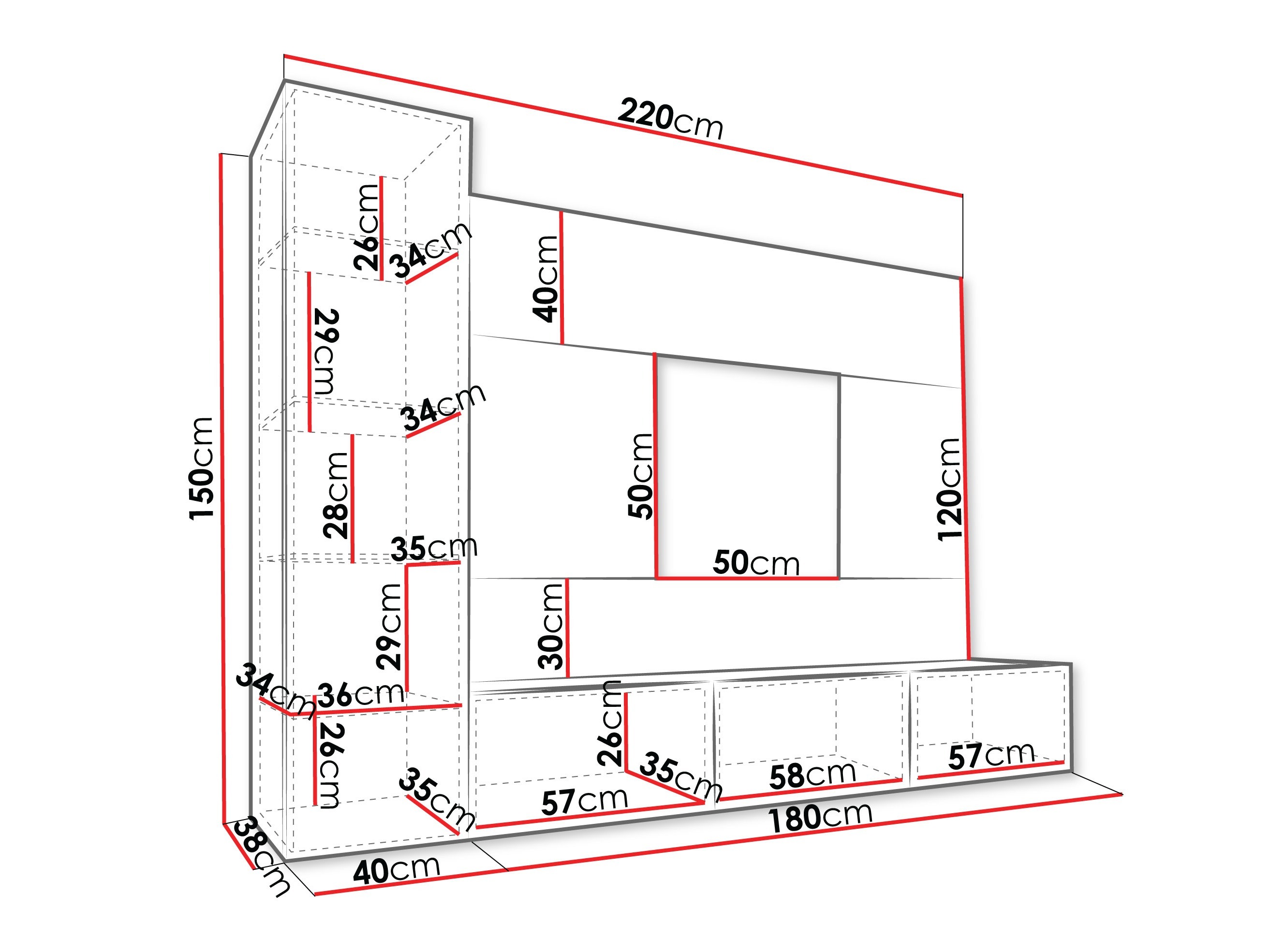 Woonkamerset Comfivo Salix VI (Notenhout + Licht travertin)