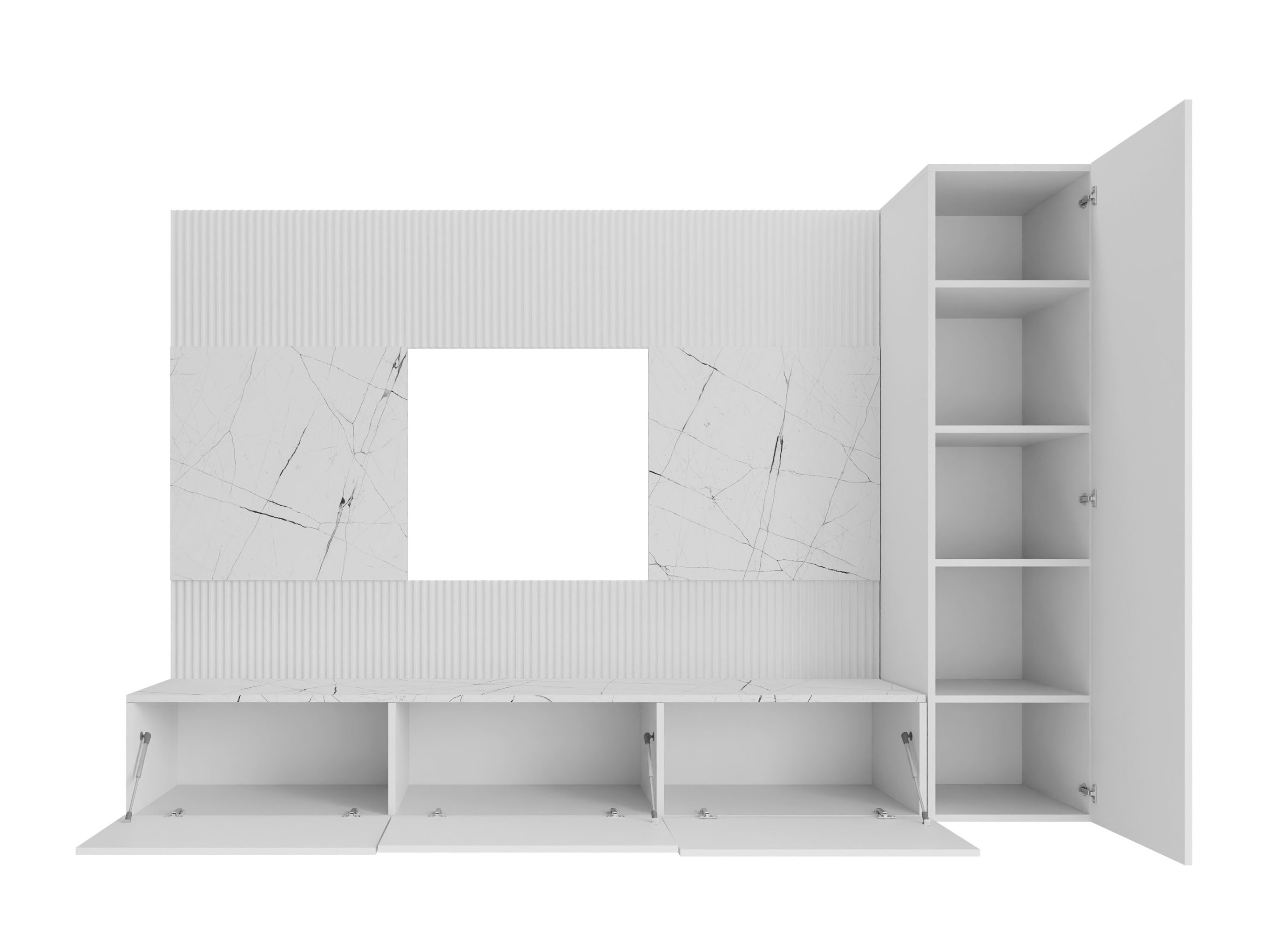 Woonkamerset Comfivo Salix VI (Wit + Wit marmer)