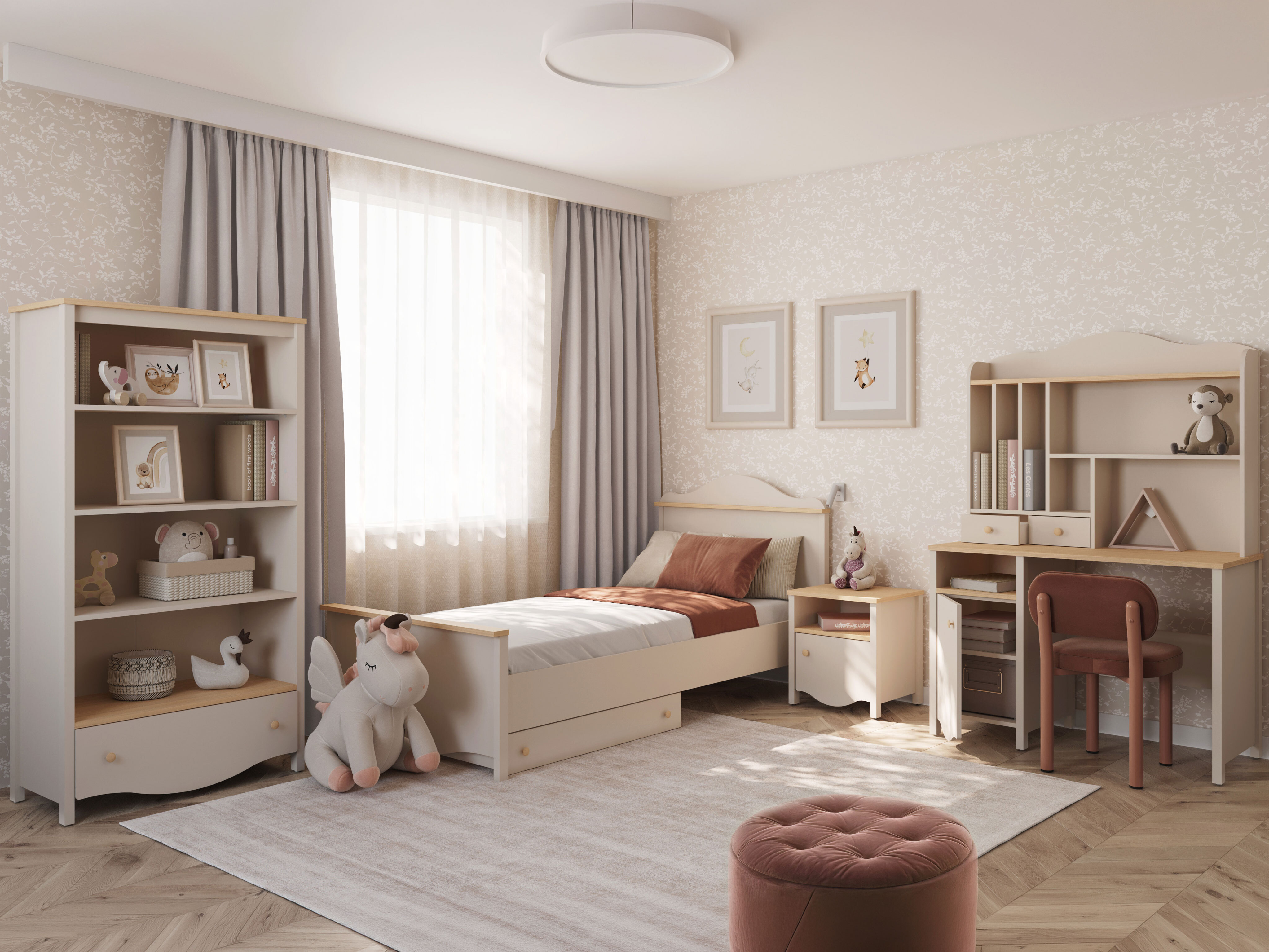 Bed Velferi 118 (Beige + Eiken)