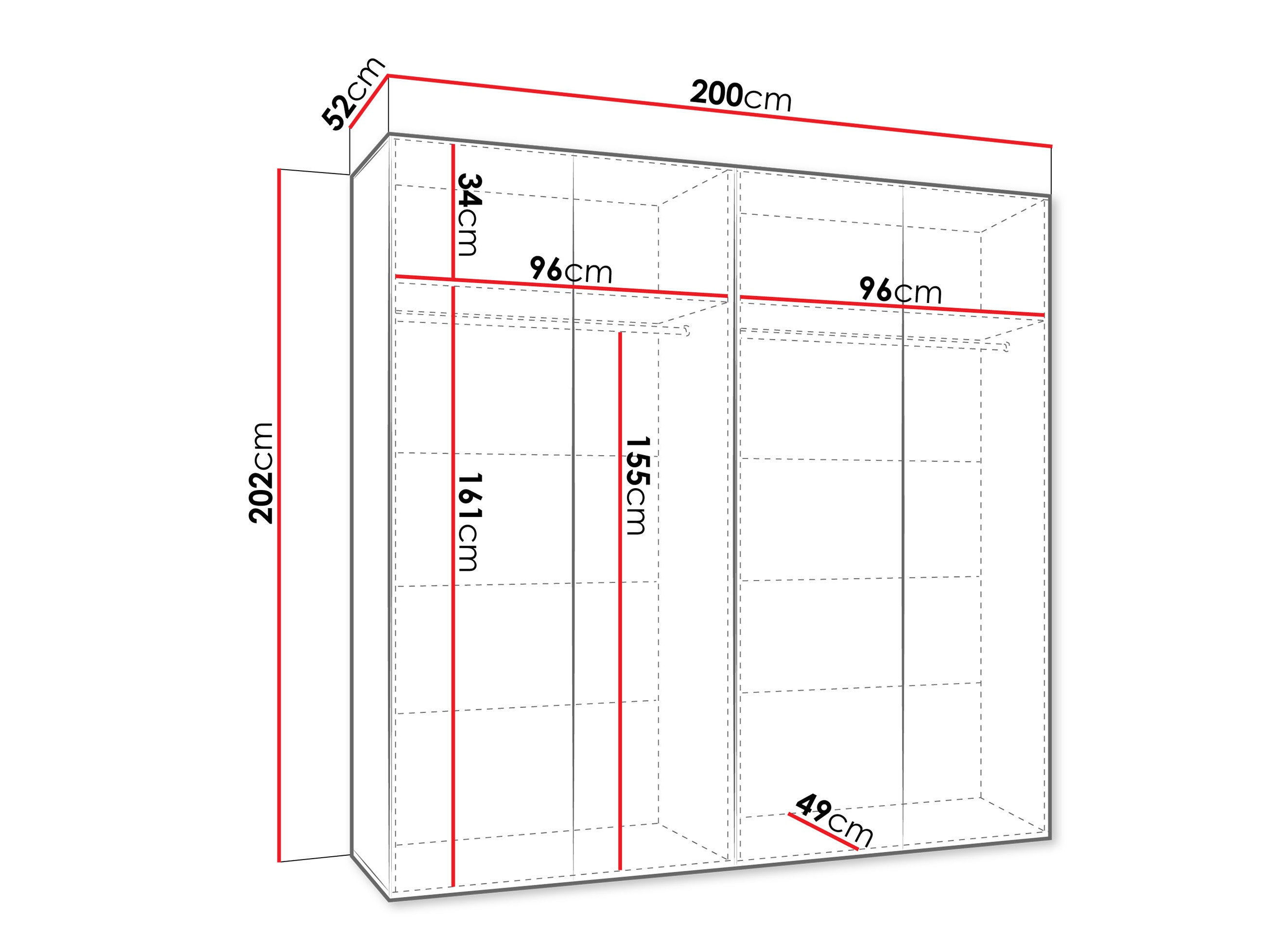 Kledingkast Hartford 610 (Zwart)