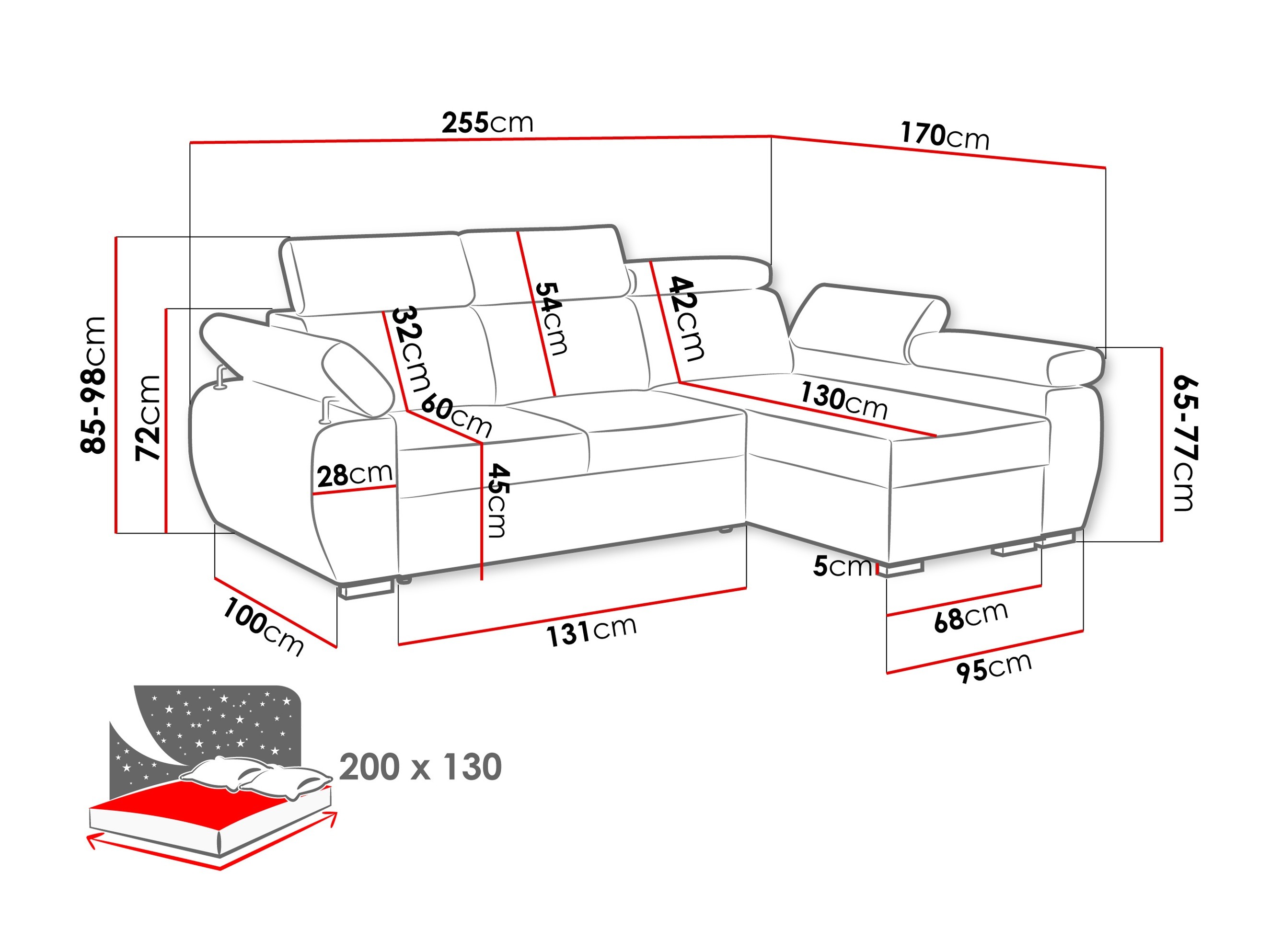 Hoekbank Columbus 132 (Aragon 20)