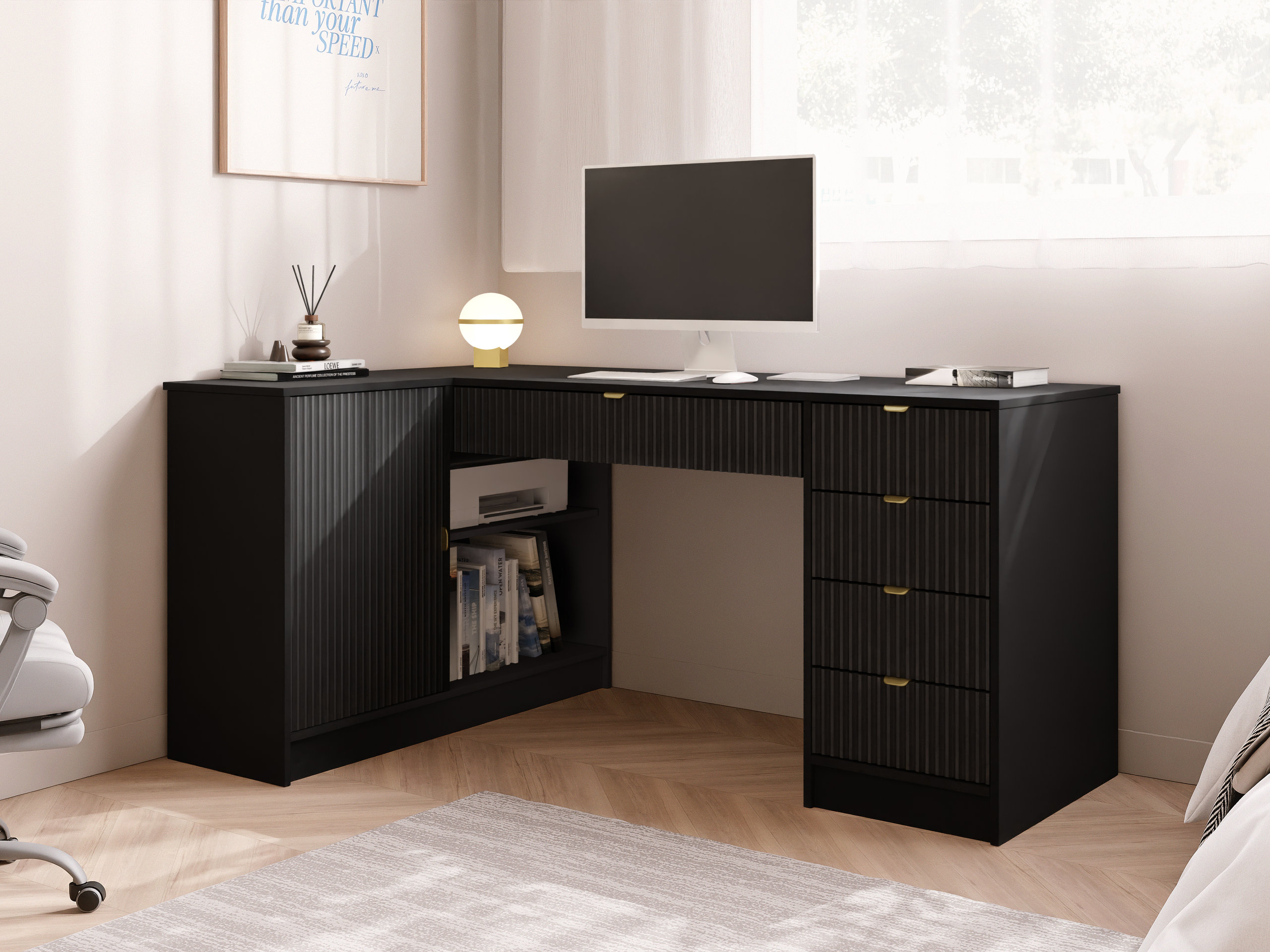 Hoekbureau Comfivo Papilio II (Zwart)