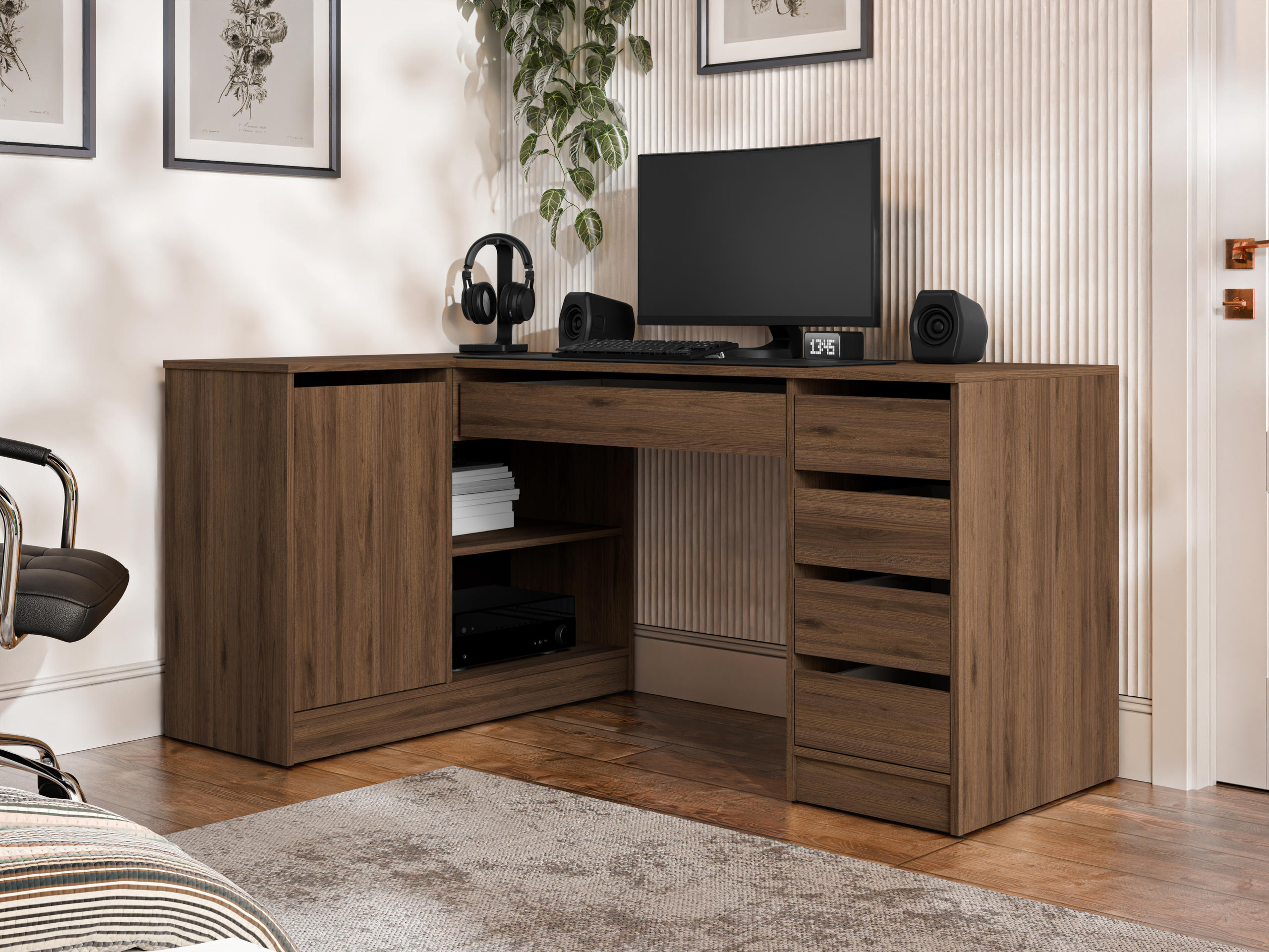 Hoekbureau Comfivo Terros III (Notenhout)