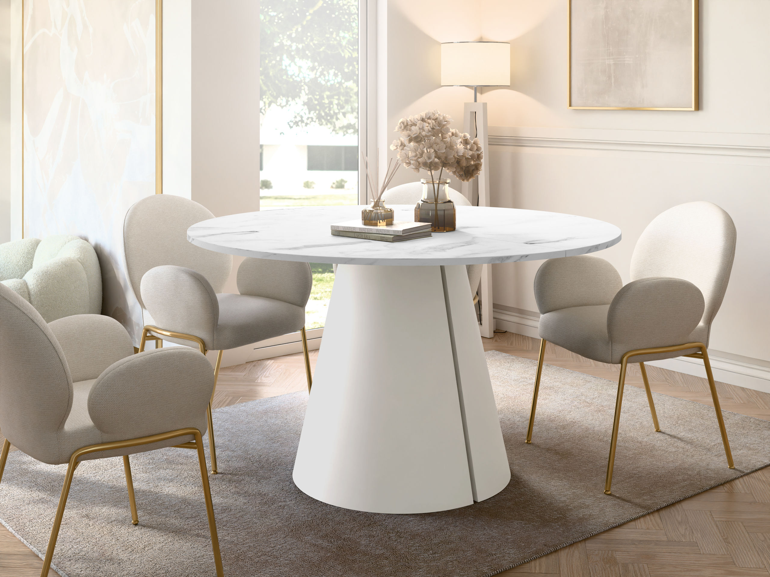 Tafel Oswego 168 (Wit marmer)
