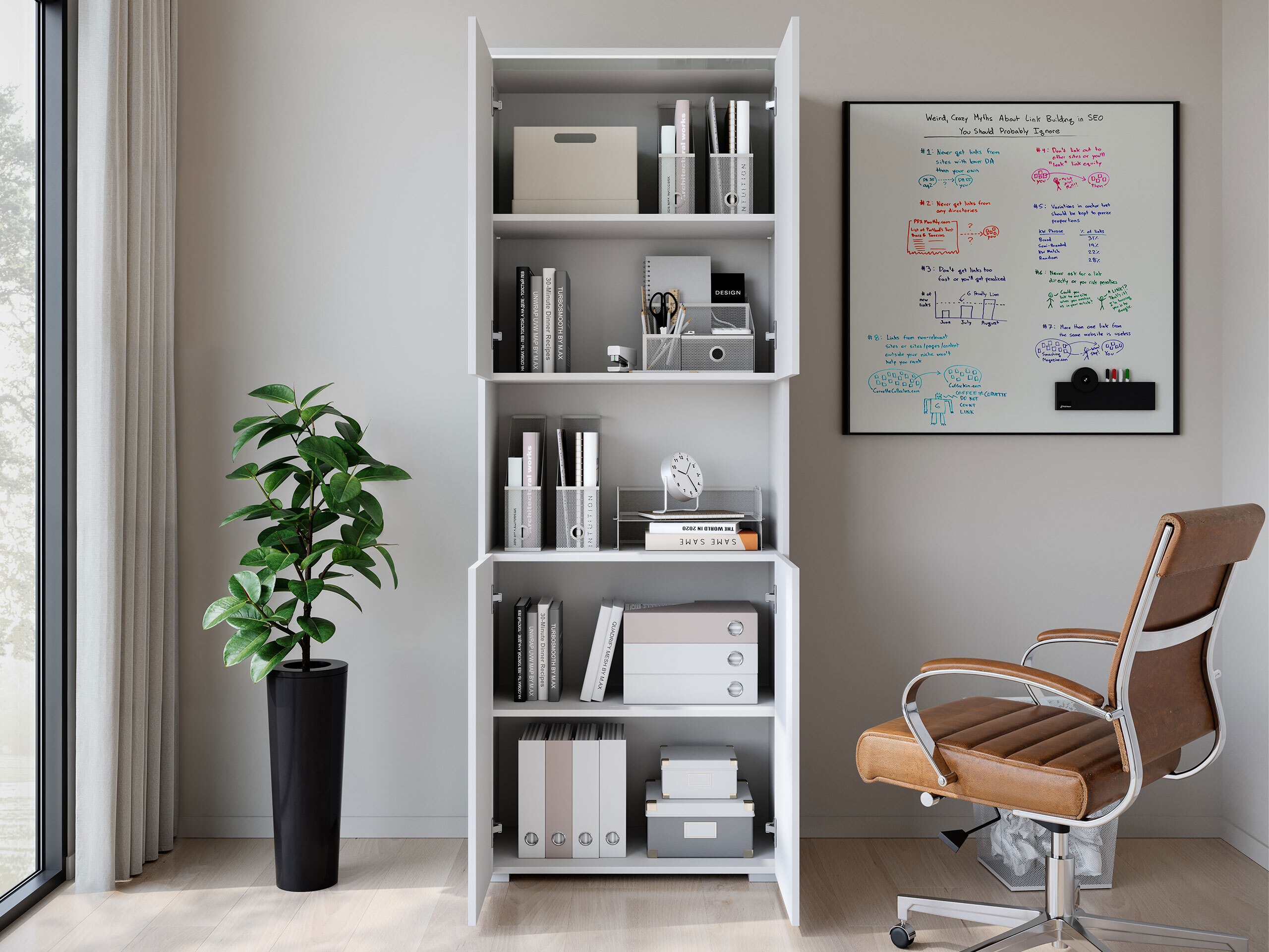 Boekenkast Mirfivo 106 (Wit + Glanzend wit)