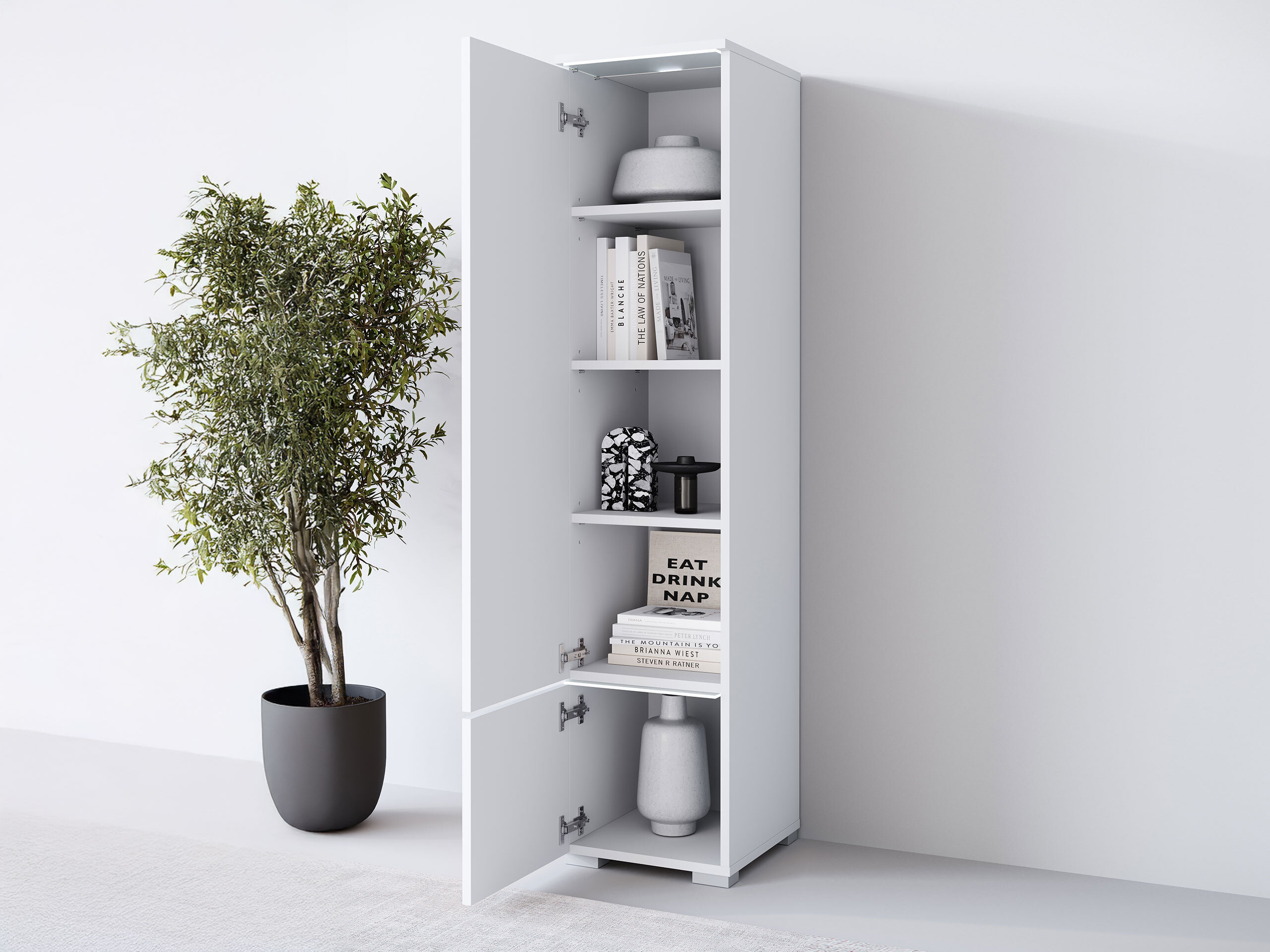 Boekenkast Mirfivo 108 (Wit + Glanzend wit)
