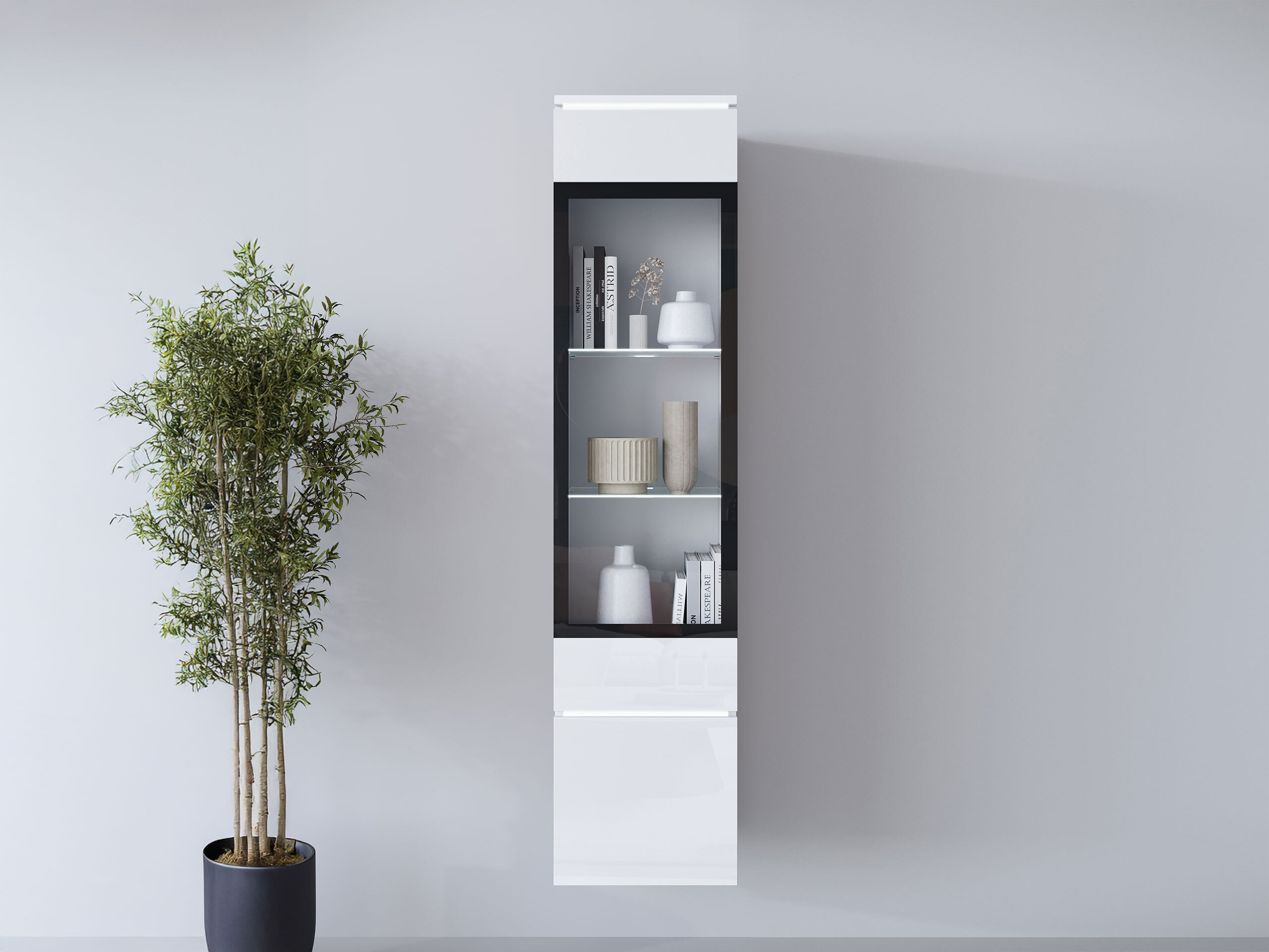 Boekenkast Mirfivo 109 (Wit + Glanzend wit)