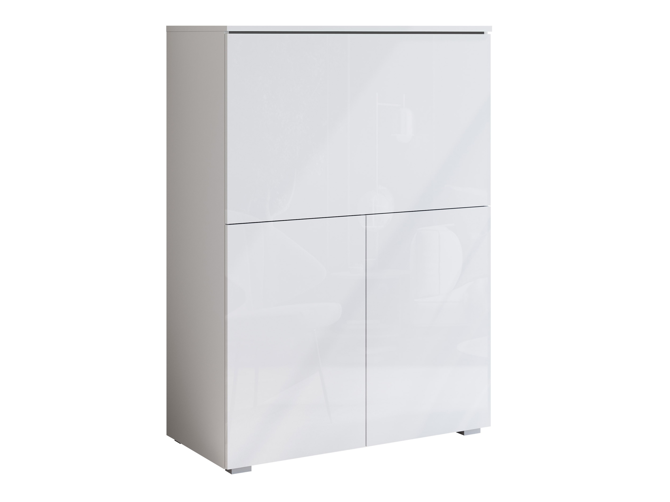 Dressoir Mirfivo 107 (Wit + Glanzend wit)