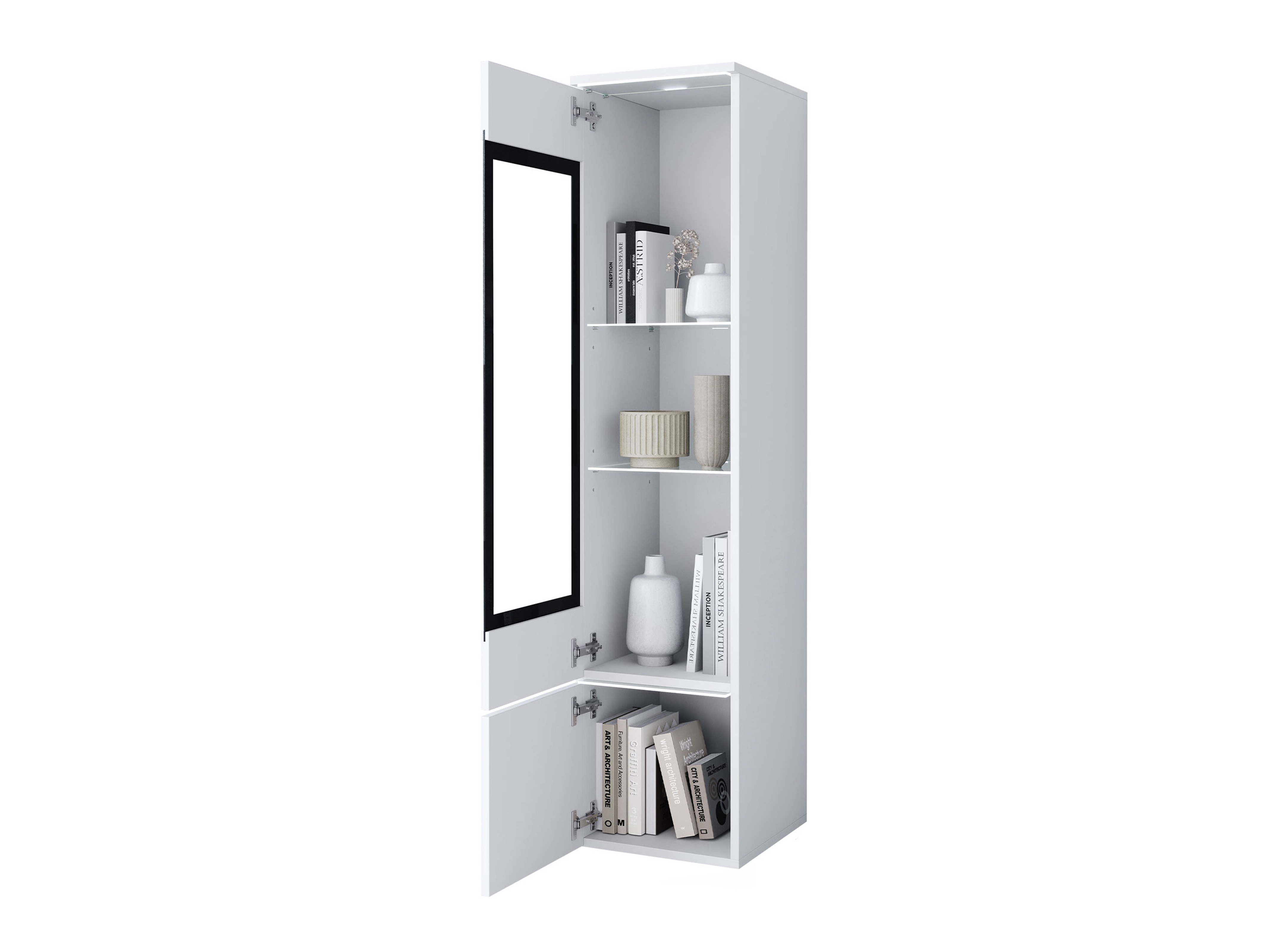 Boekenkast Mirfivo 109 (Wit + Glanzend wit)