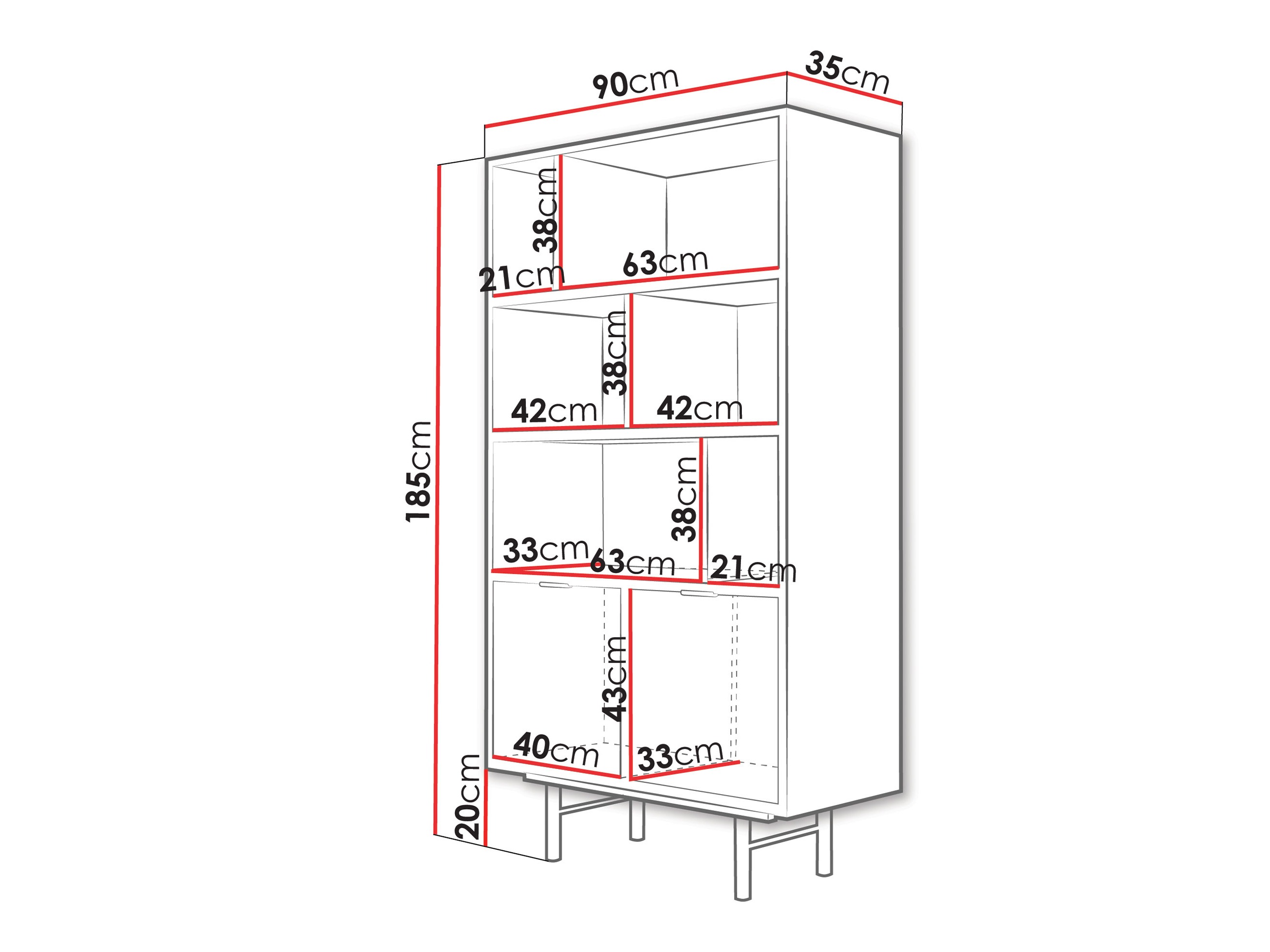 Boekenkast Studos (Notenhout)
