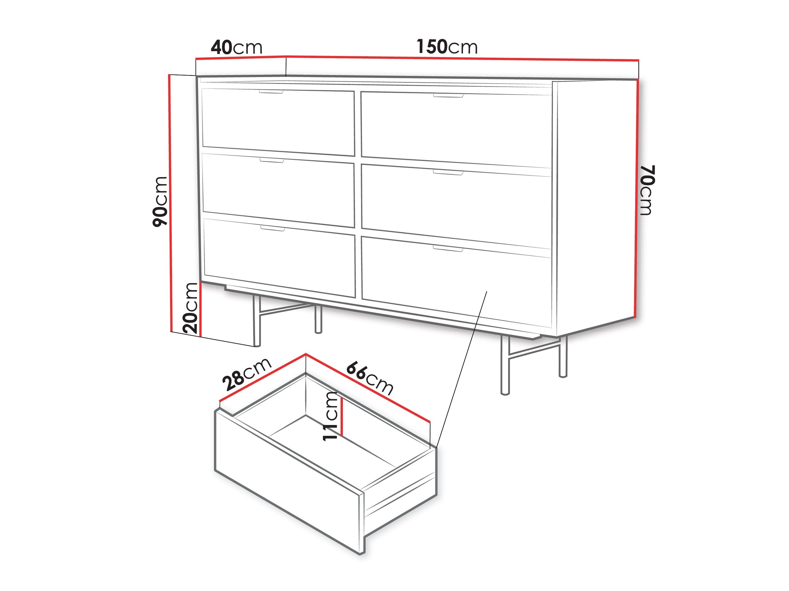 Ladekast Studos II (Eiken)