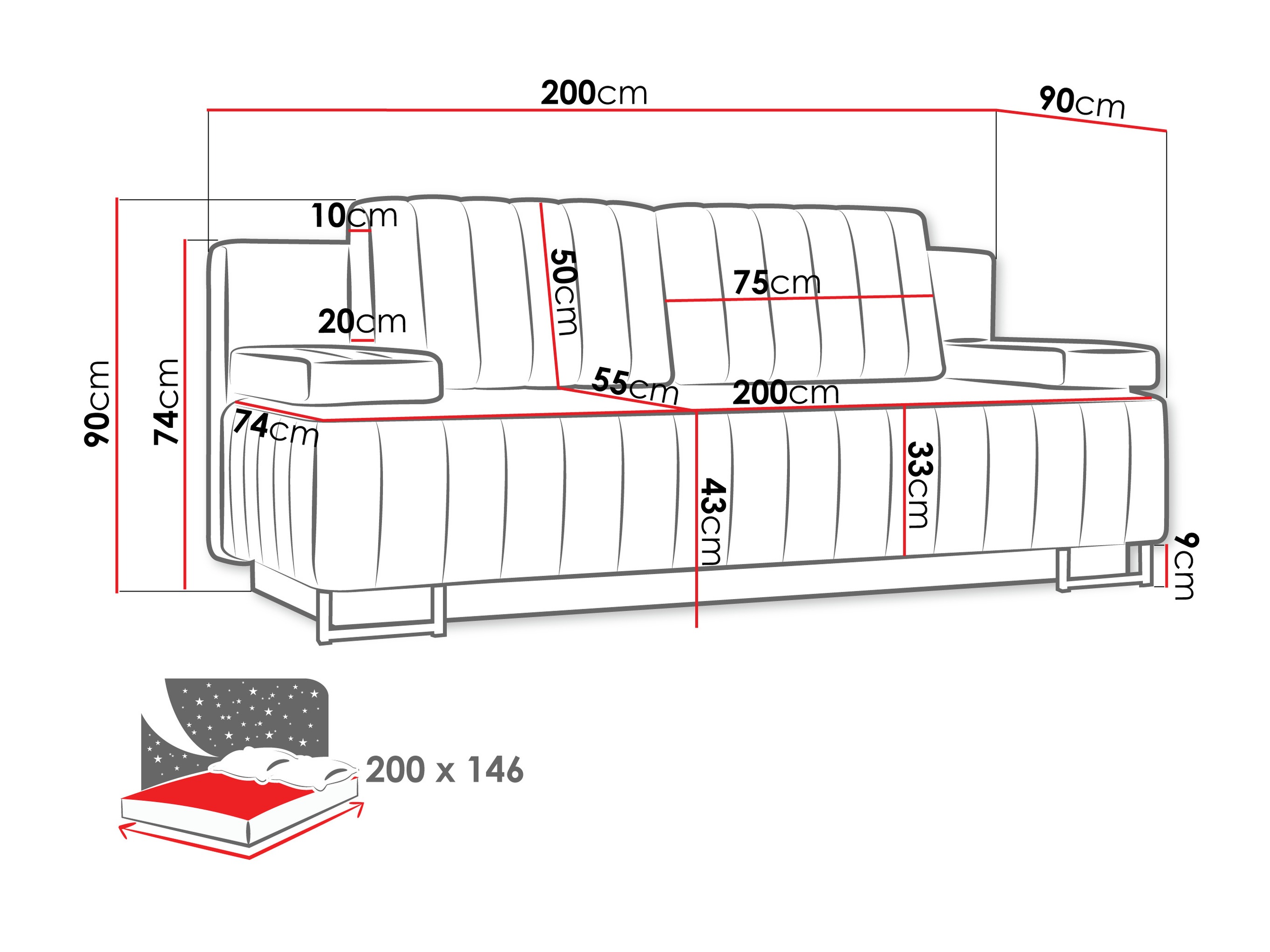 Slaapbank Columbus 152 (Lux 05)