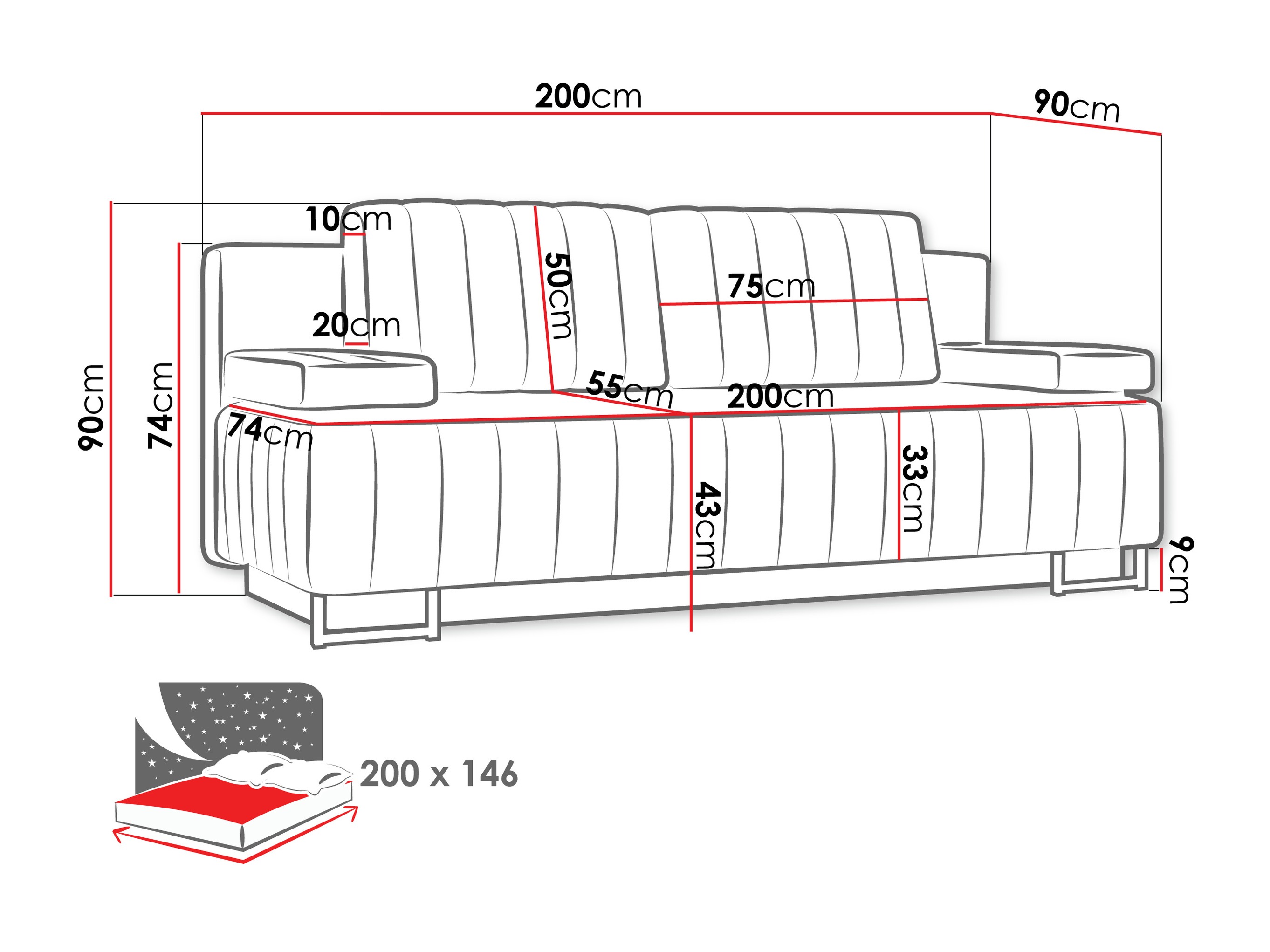 Slaapbank Columbus 152 (Lux 11)