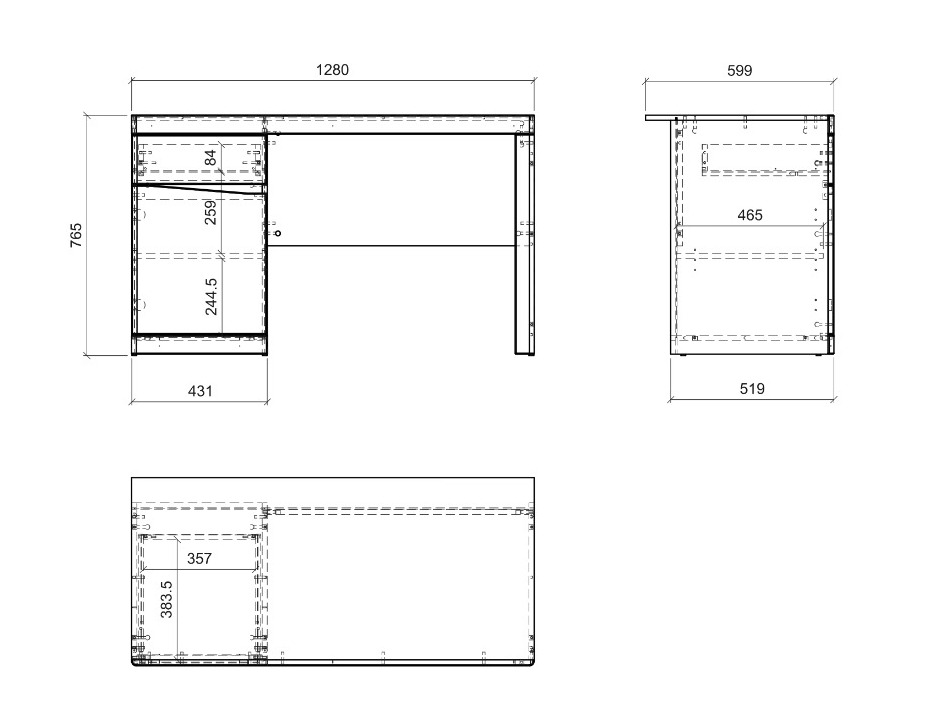 Bureau Venlori 120 (Wit + Grafiet)