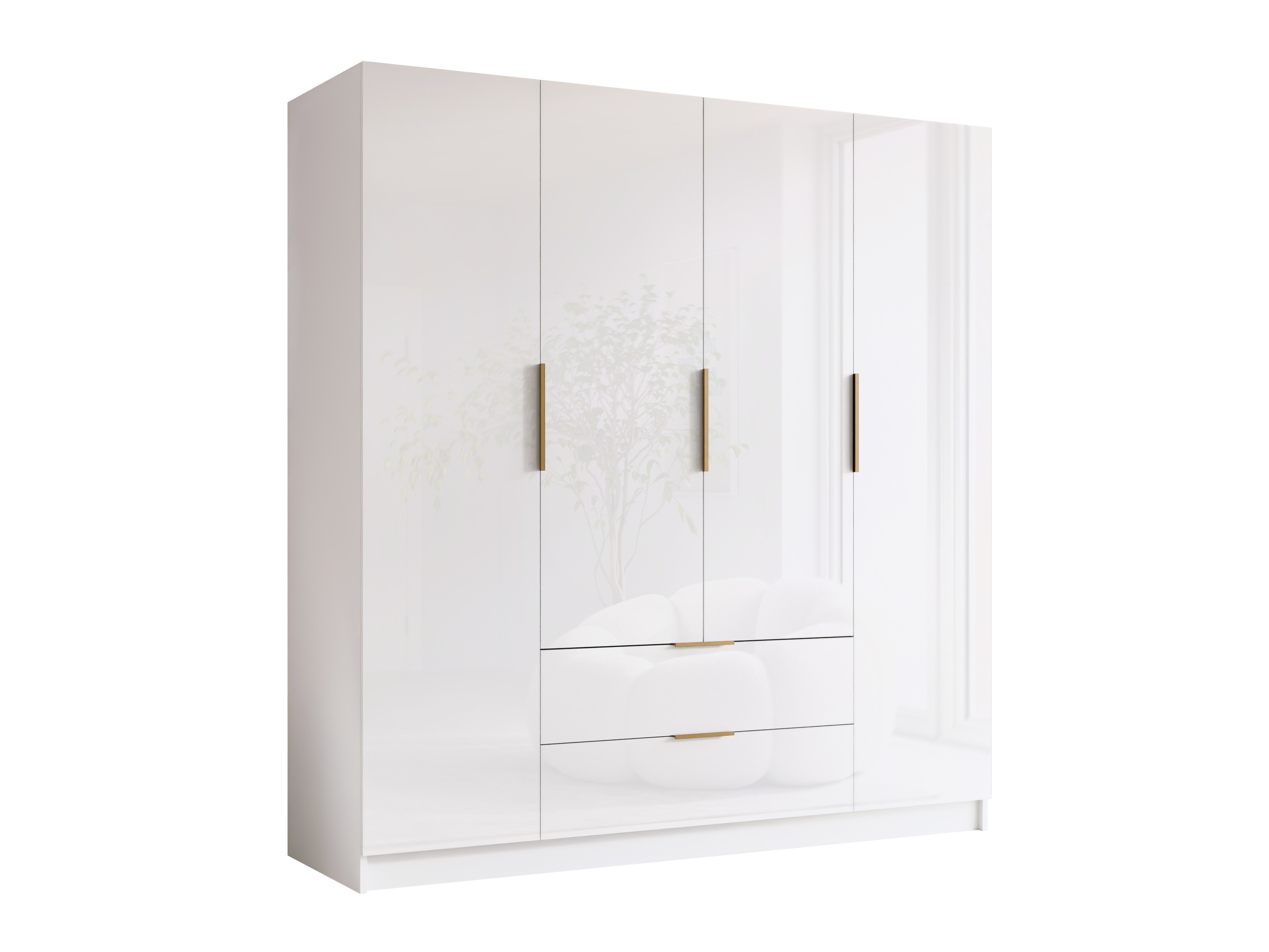 Kledingkast Closico Cadron I (Wit + Glanzend wit)
