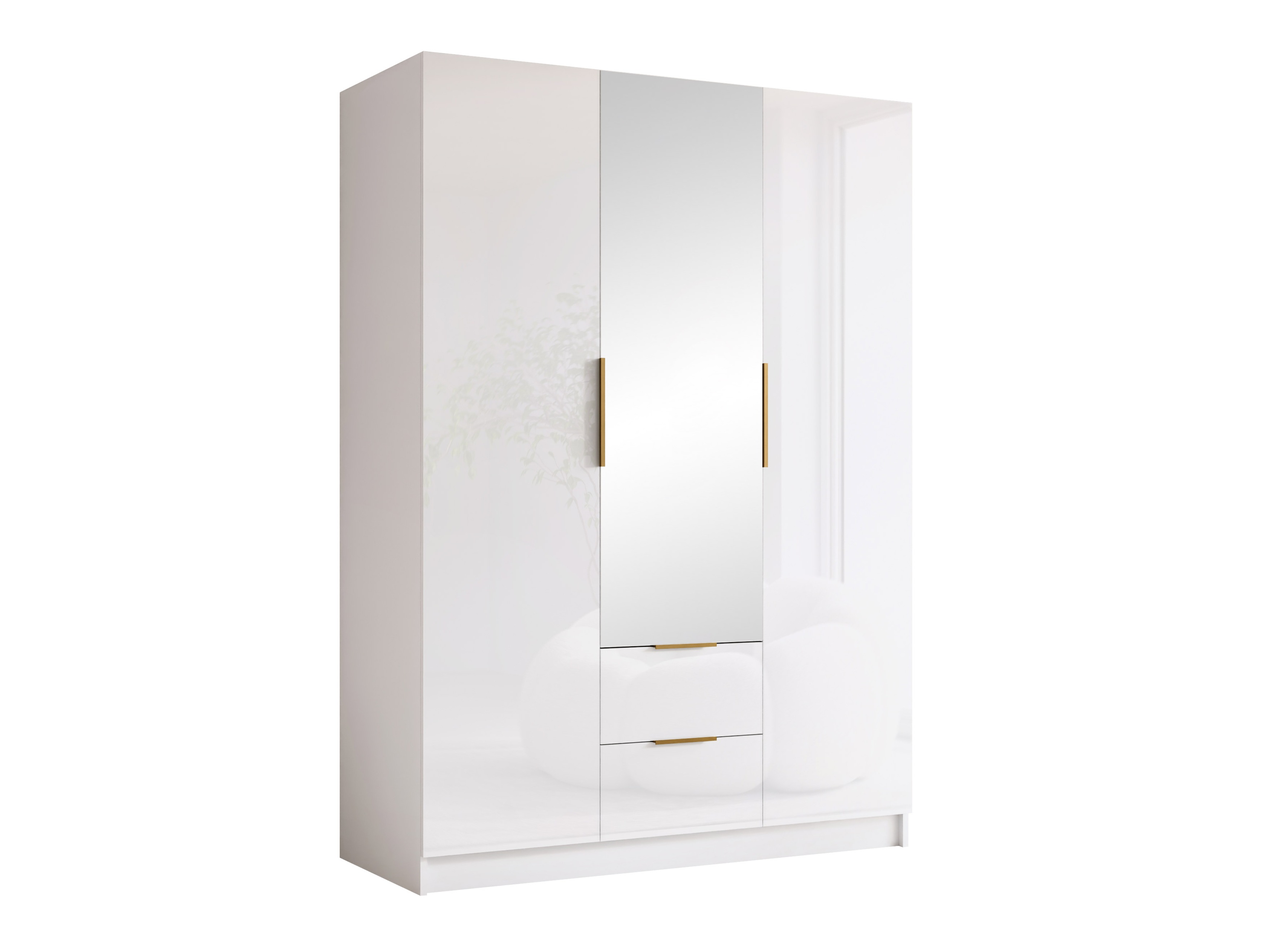 Kledingkast Closico Calvron II (Wit + Glanzend wit)