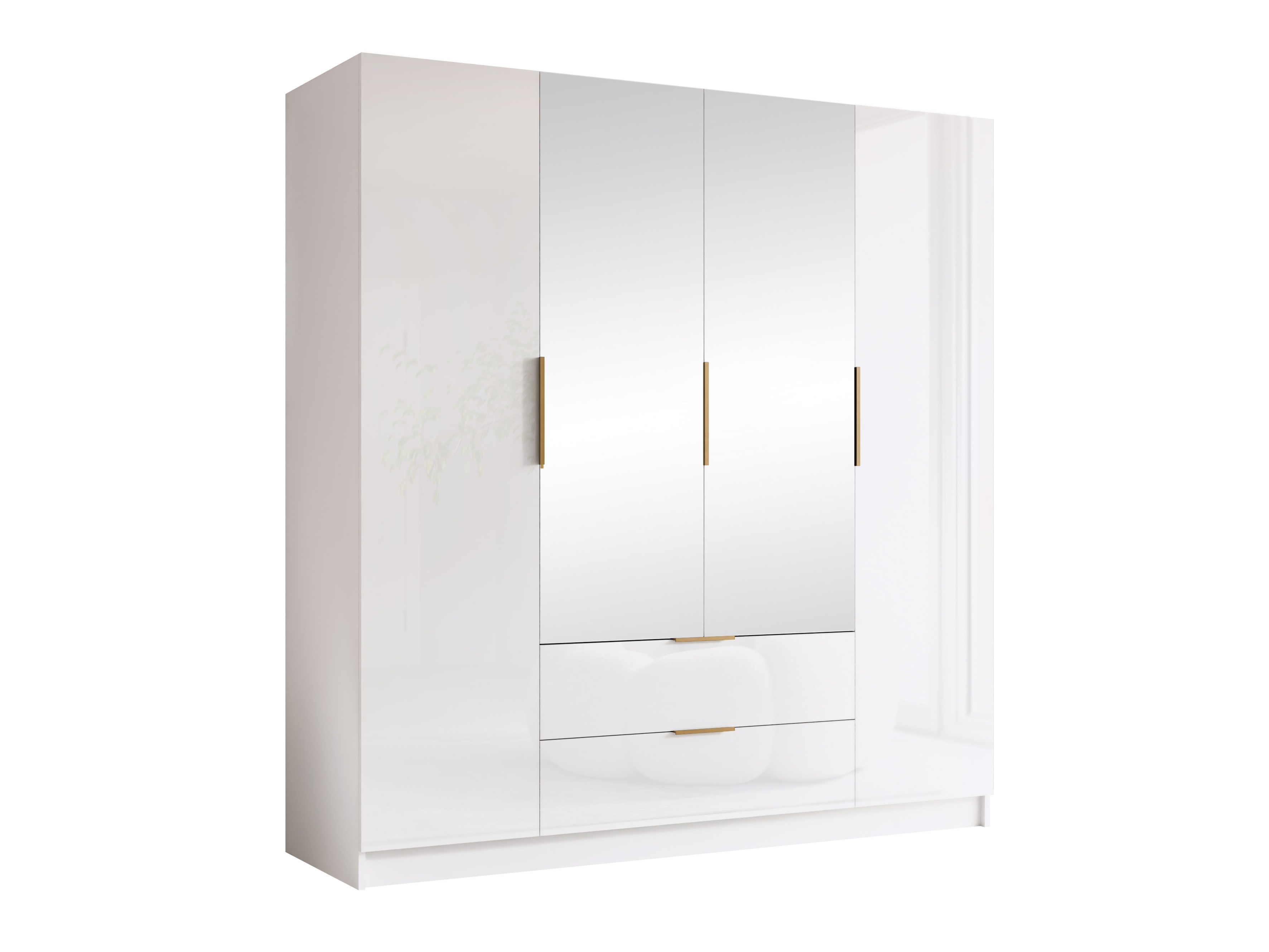 Kledingkast Closico Cadron II (Wit + Glanzend wit)