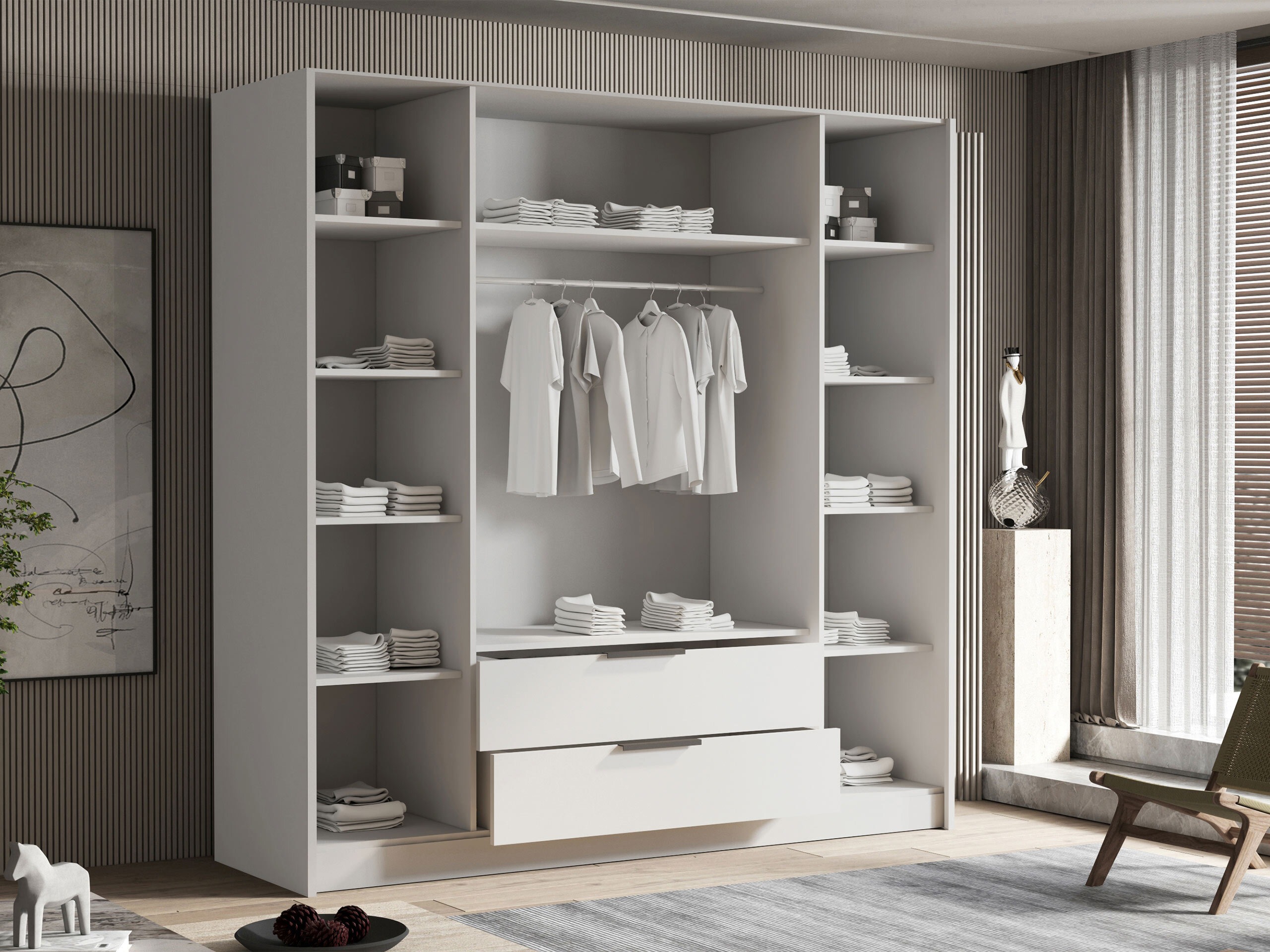 Kledingkast Closico Cadron II (Wit + Glanzend wit)