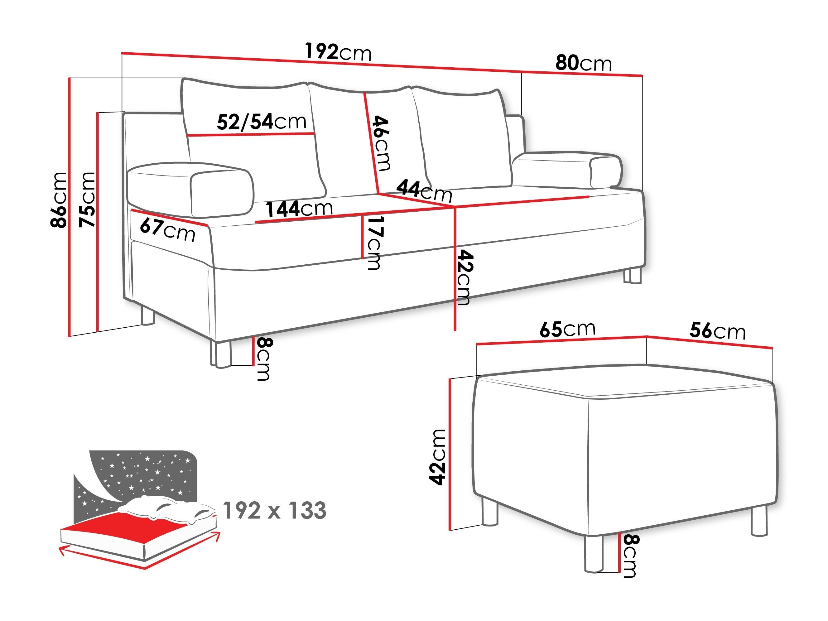 Gestoffeerde meubelset Comfivo Artes (Alova 36 + Alova 07)