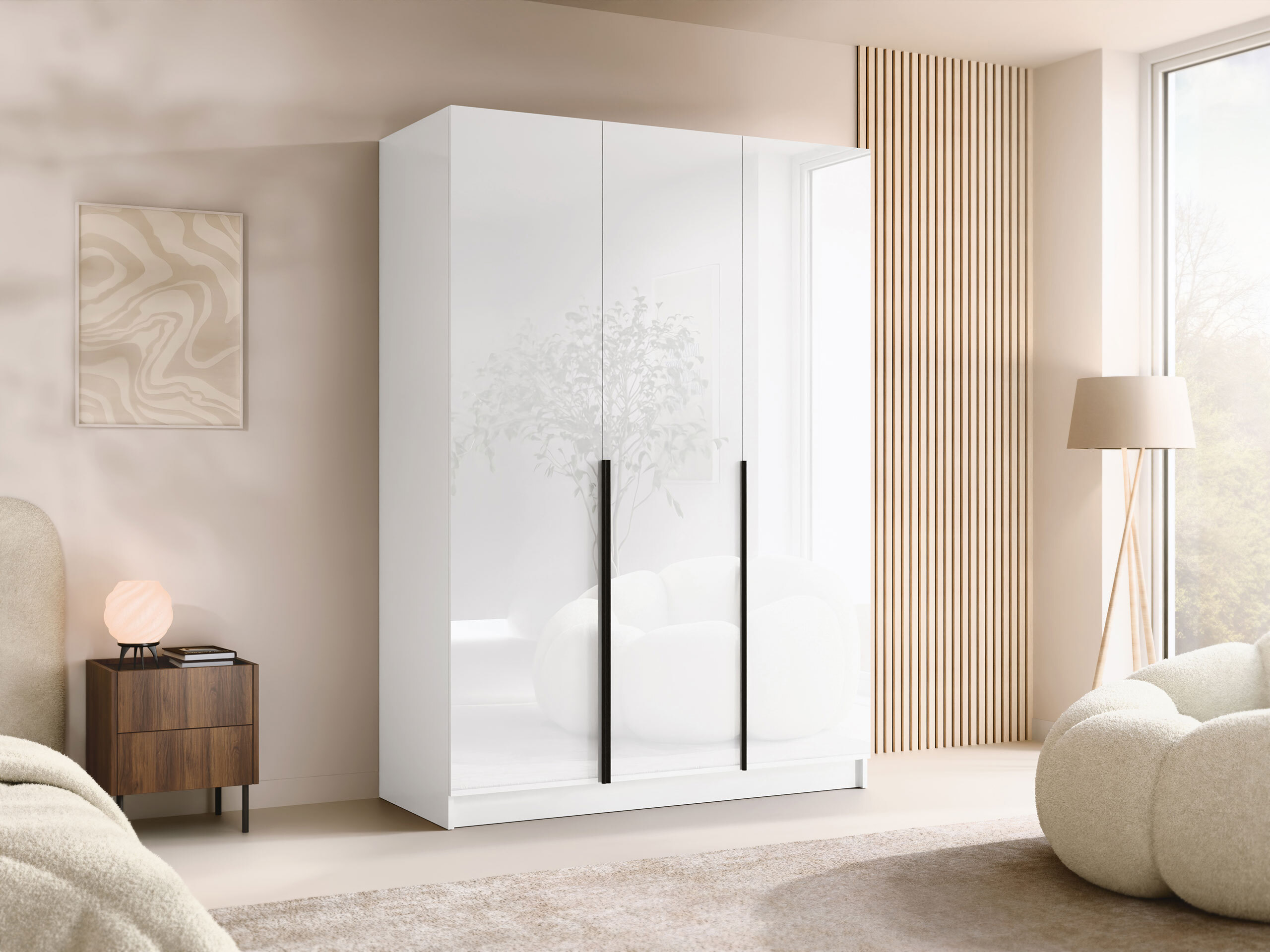 Kledingkast Closico Decoron I (Wit + Glanzend wit)