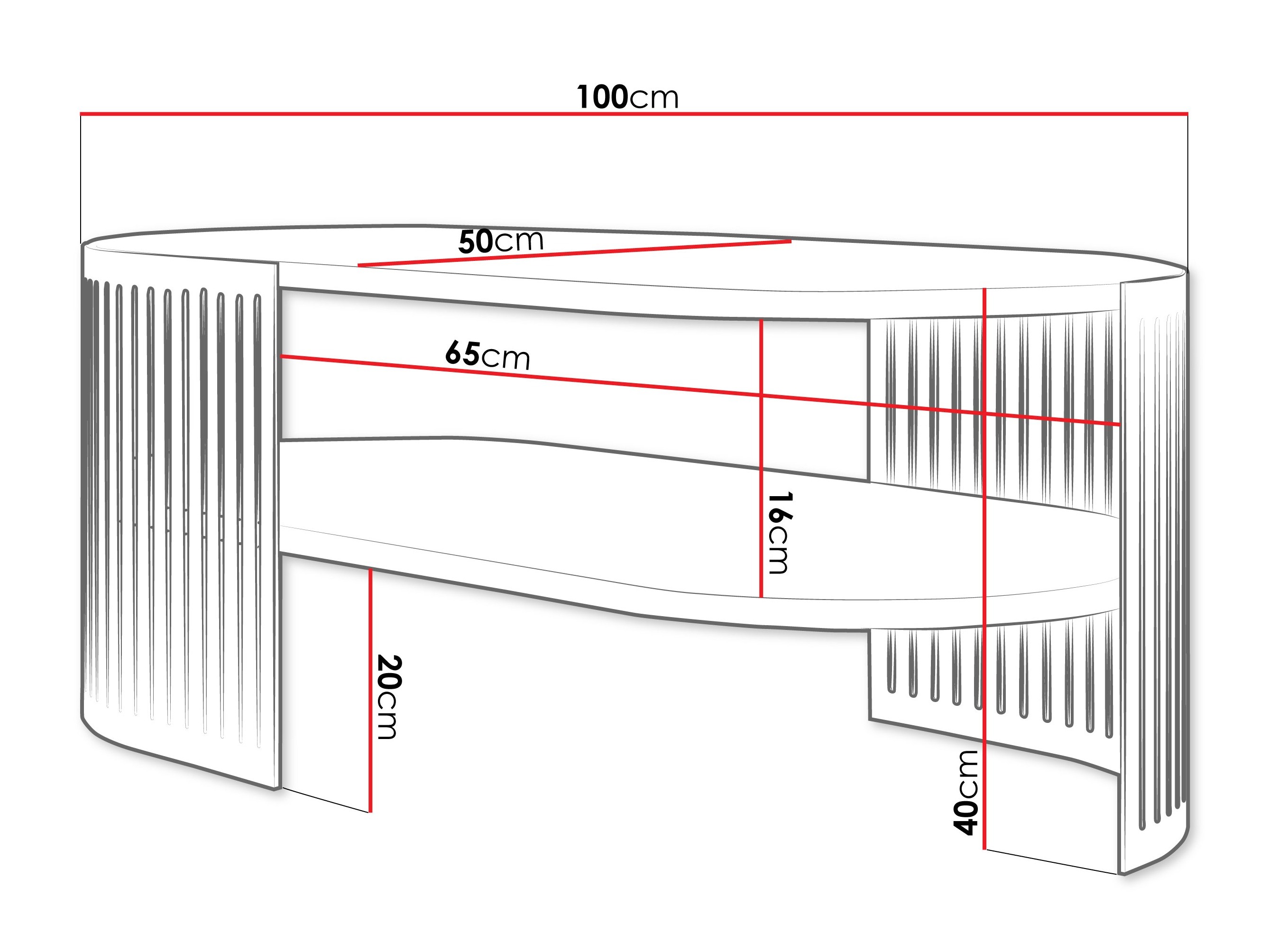 Salontafel Civer VI (Zwart + Wit)