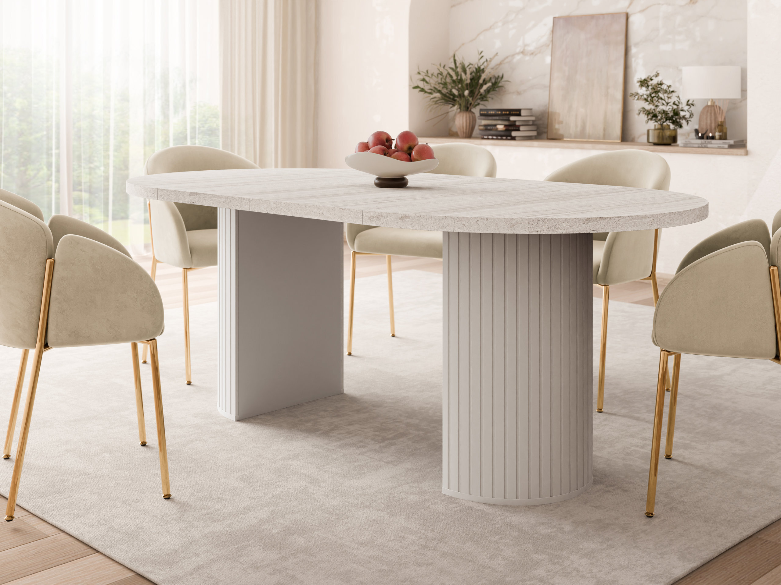 Tafel Cupedo (Licht travertin + Beige)