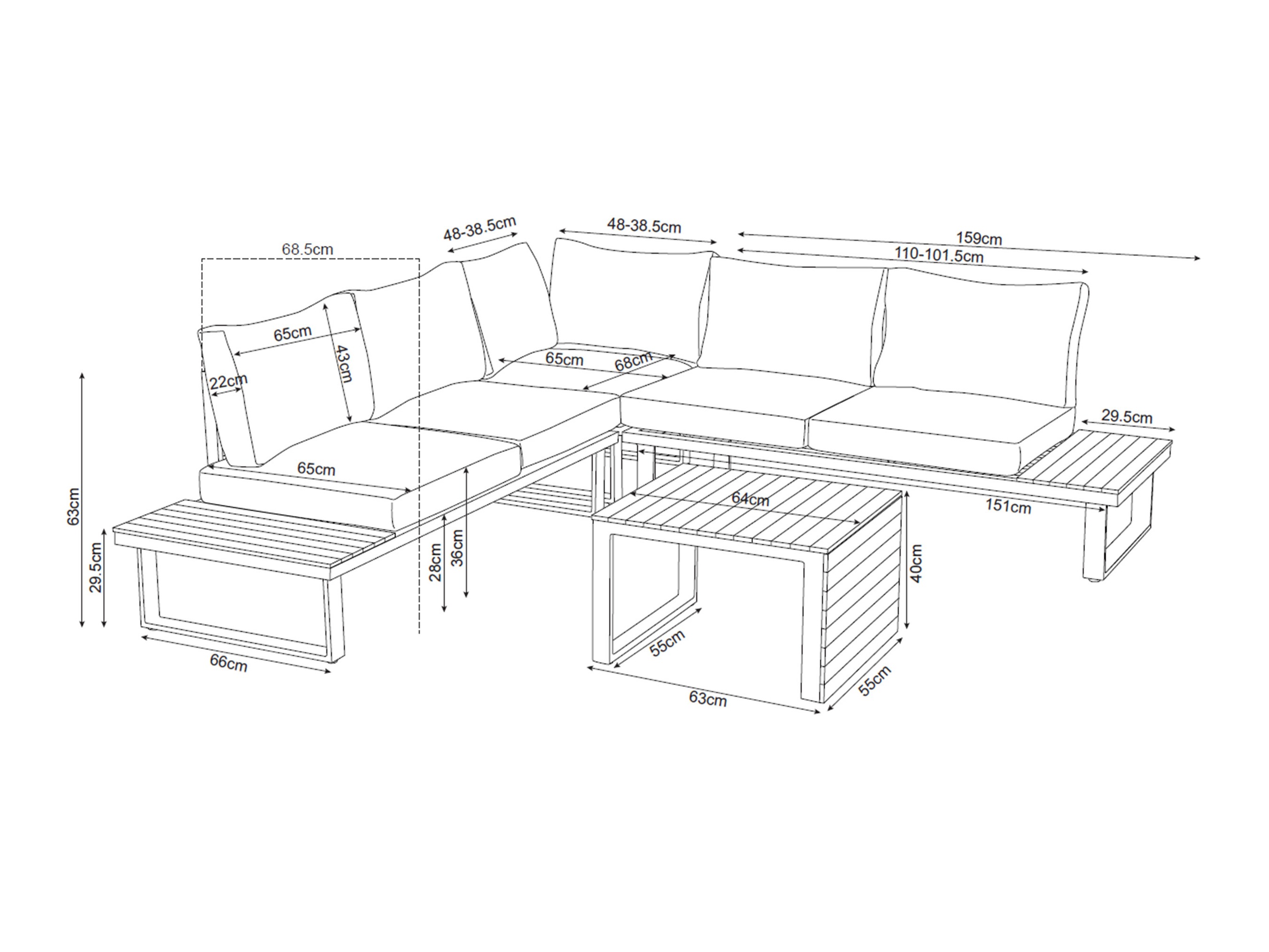 Buiten meubilair set Mandeville 374