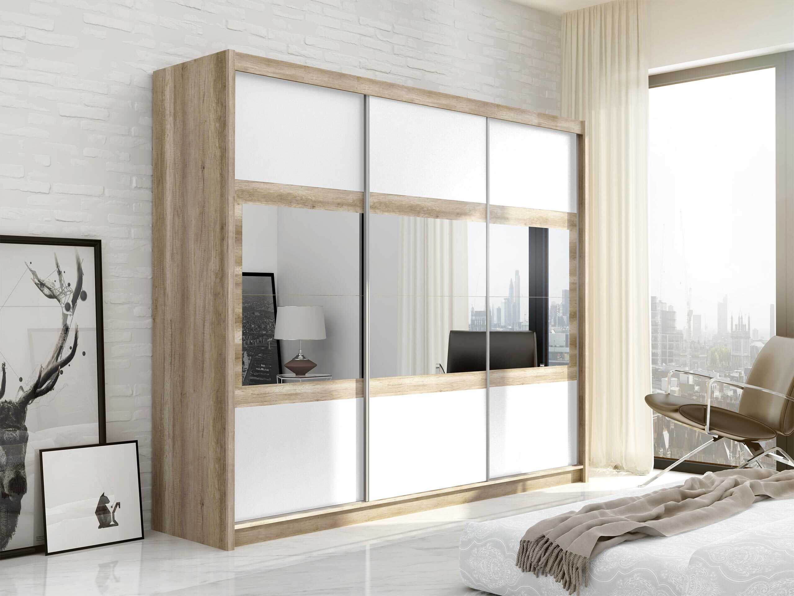 Kledingkast Honolulu 109 (Wit + Canyon eiken)