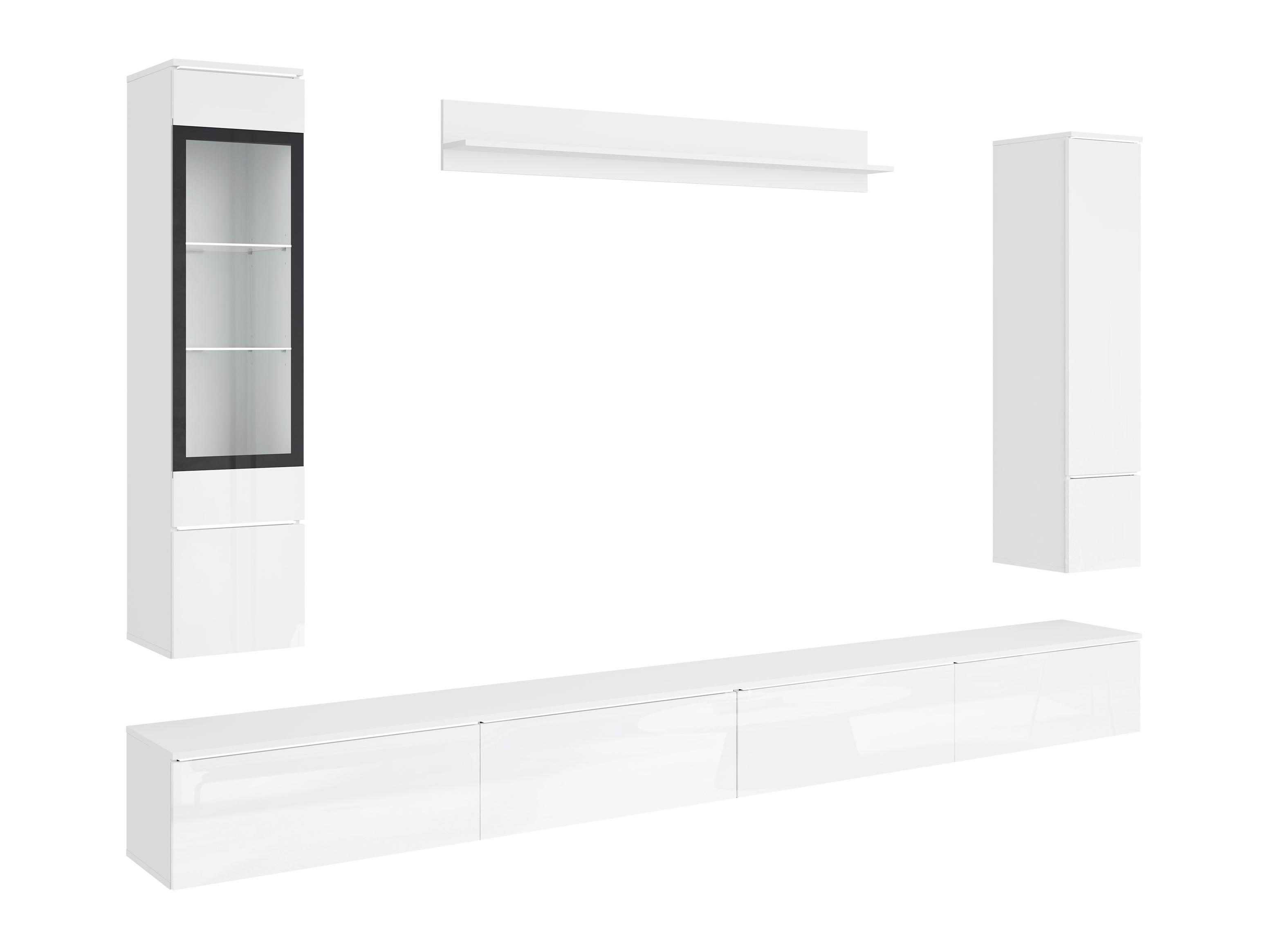 Woonkamerset Mirfivo 110 (Wit + Glanzend wit)