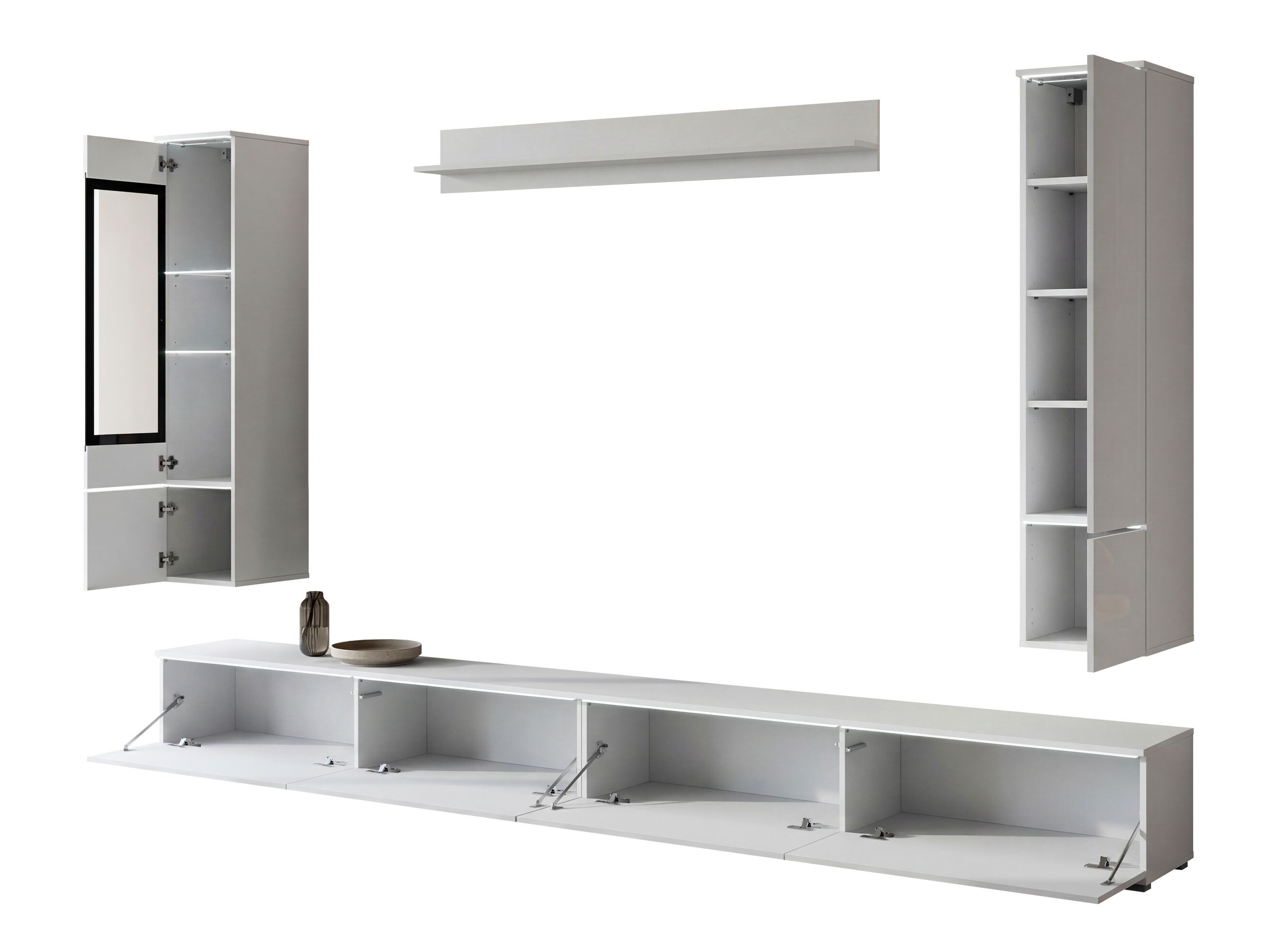 Woonkamerset Mirfivo 110 (Wit + Glanzend wit)