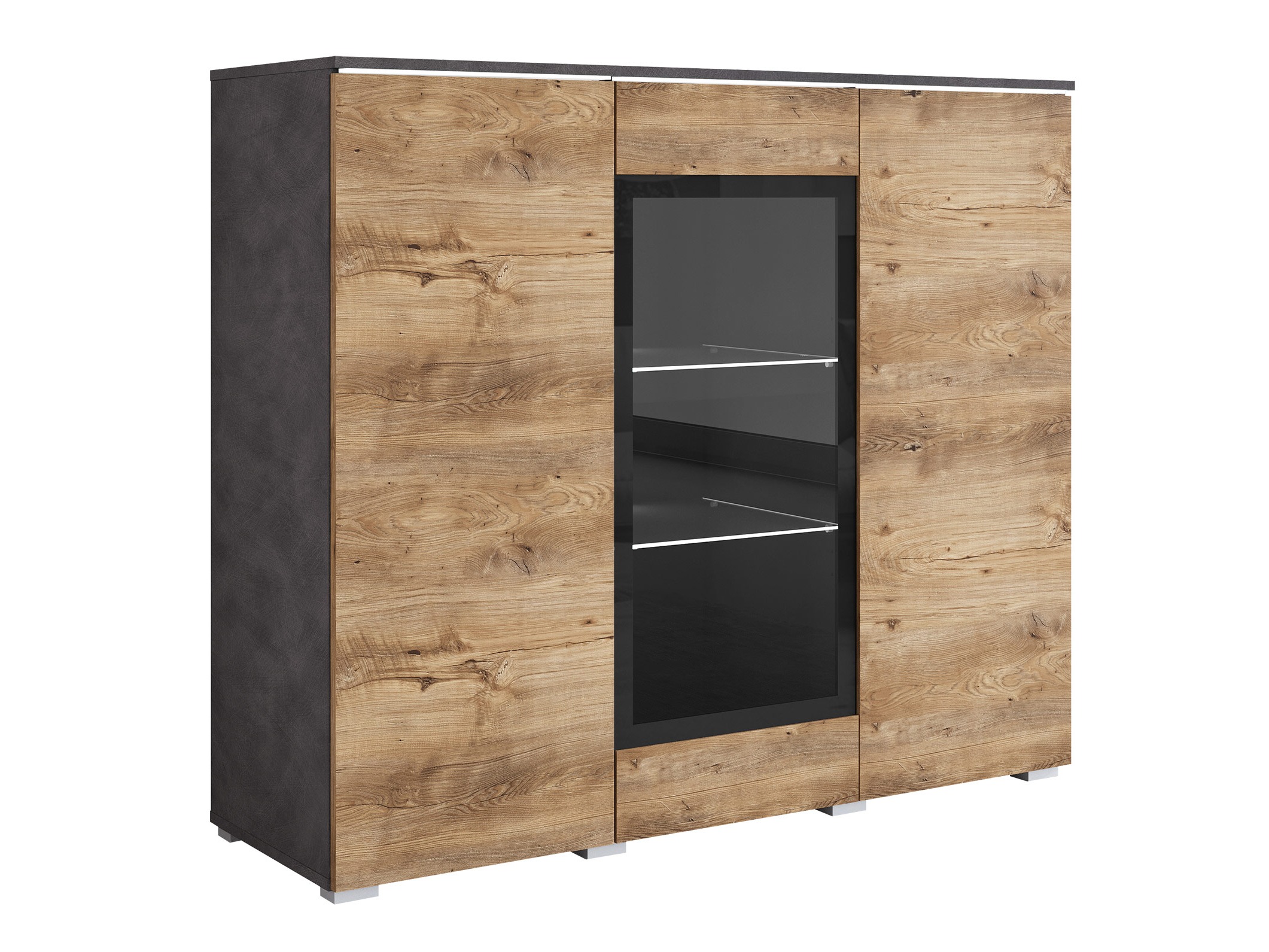 Dressoir Mirfivo 103 (Matera grijs + Kastanje)