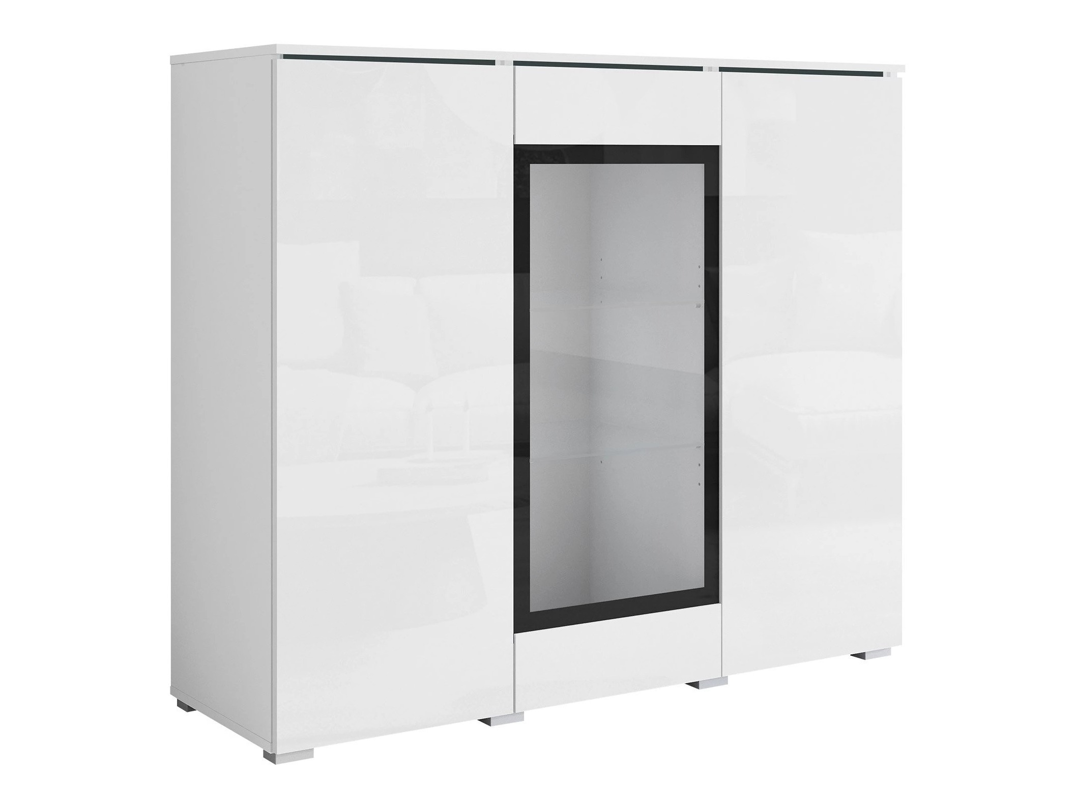 Dressoir Mirfivo 103 (Wit + Glanzend wit)