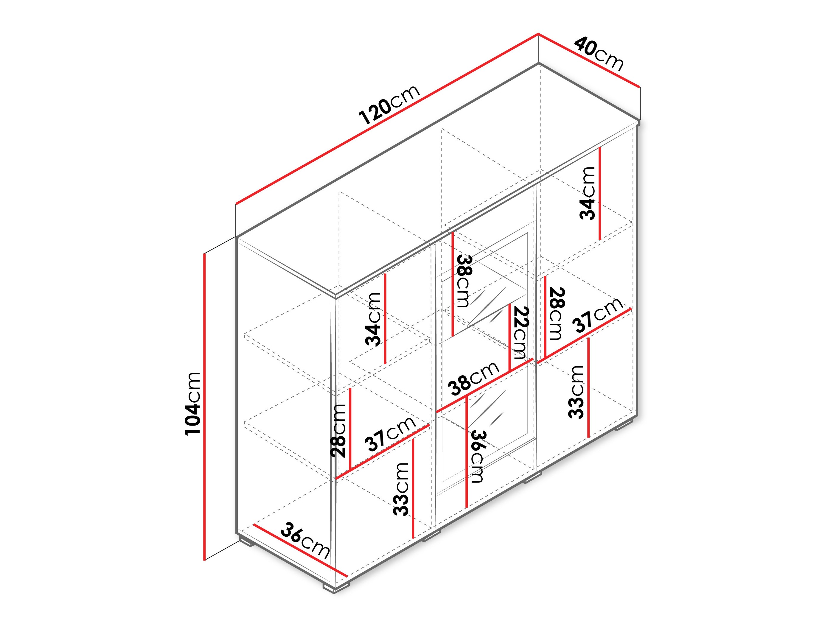 Dressoir Mirfivo 103 (Wotan eik + Glanzend wit)